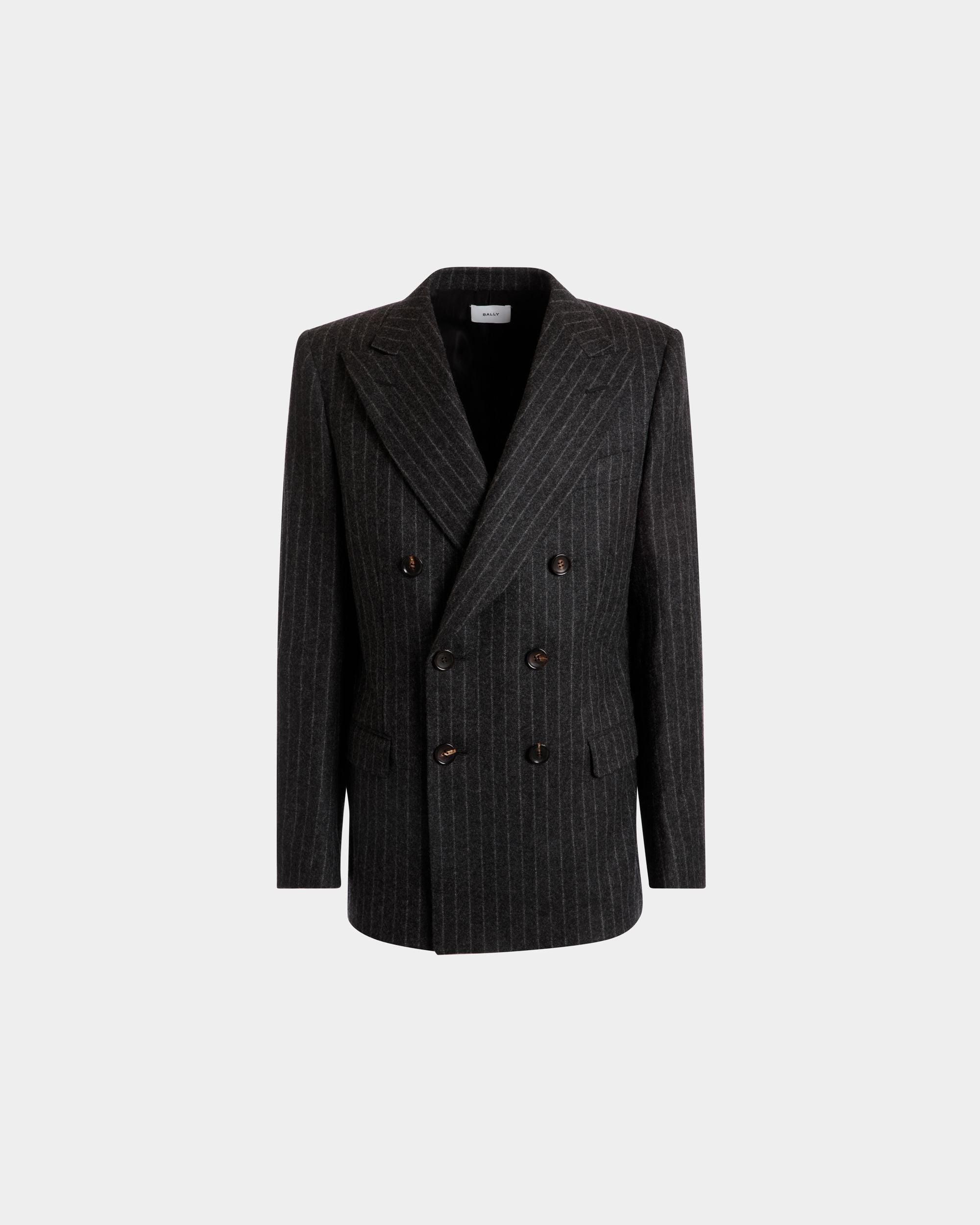 Bally Global - Manteau Croisé À Fines Rayures En Laine Grise - Gris