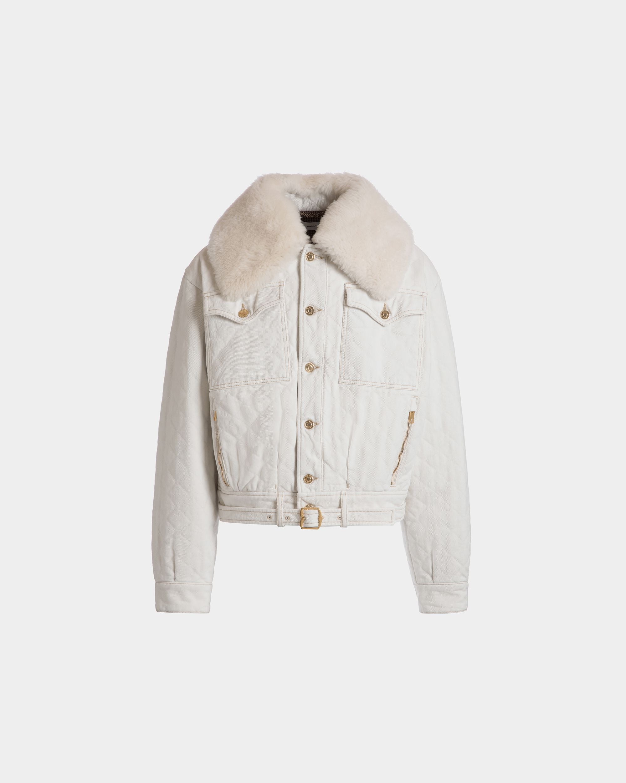Bally Global - Blouson Bomber En Denim Bull Blanc - Blanc