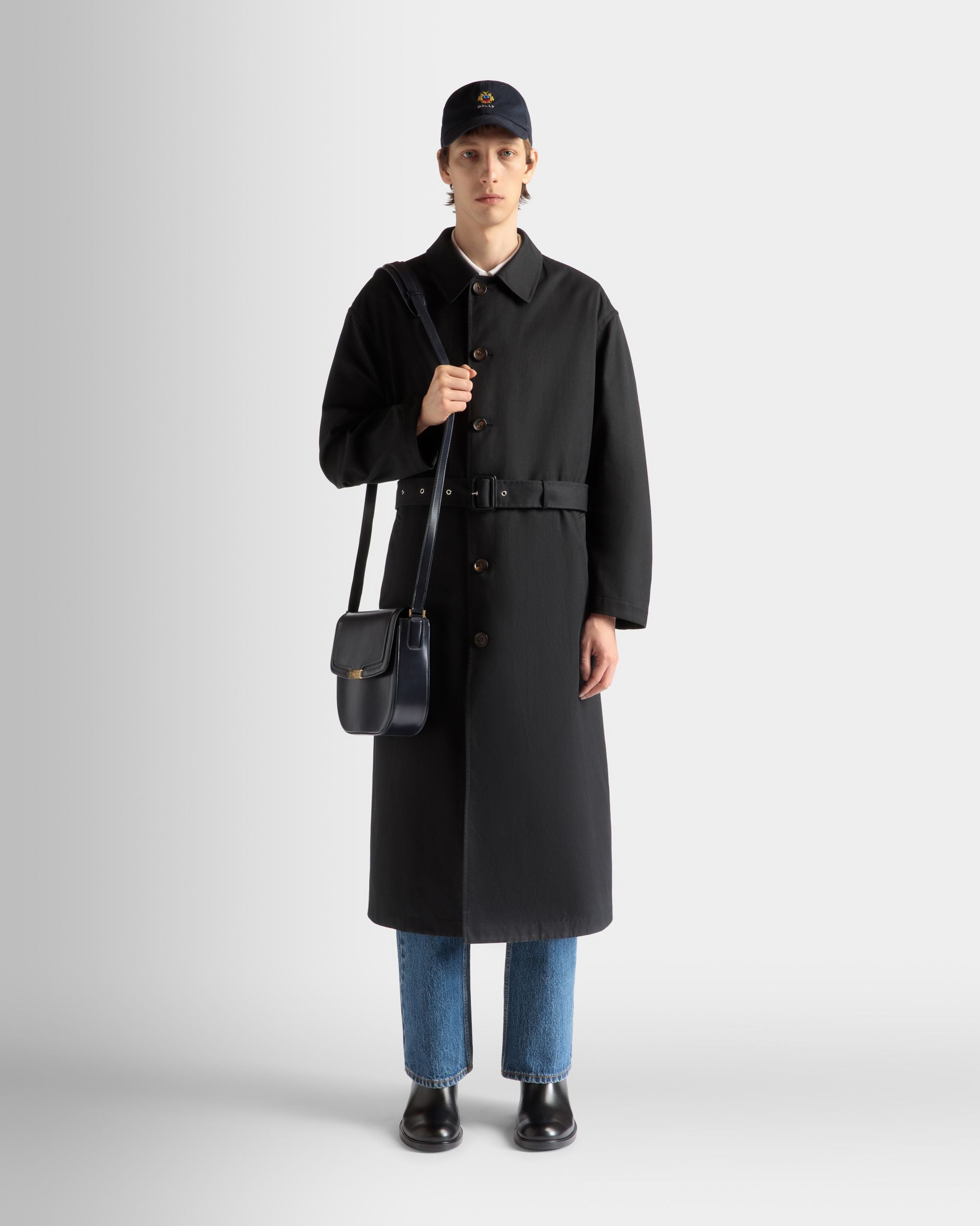 Bally Global - Gabardina De Mezcla De Algodón Navy Blue - Azul