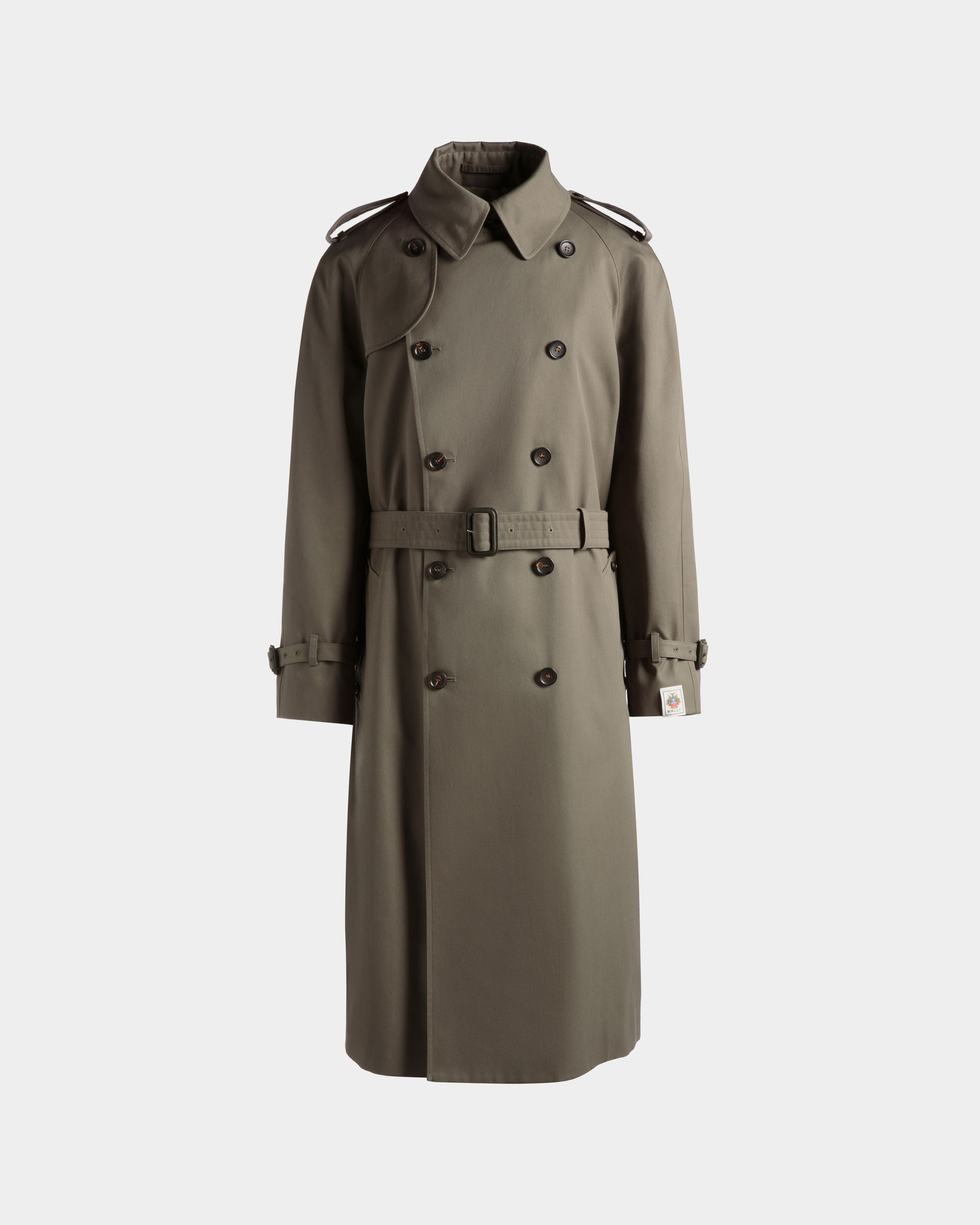 Bally Global - Gabardina Con Doble Botonadura De Mezcla De Algodón Y Gabardina Military Green - Verde