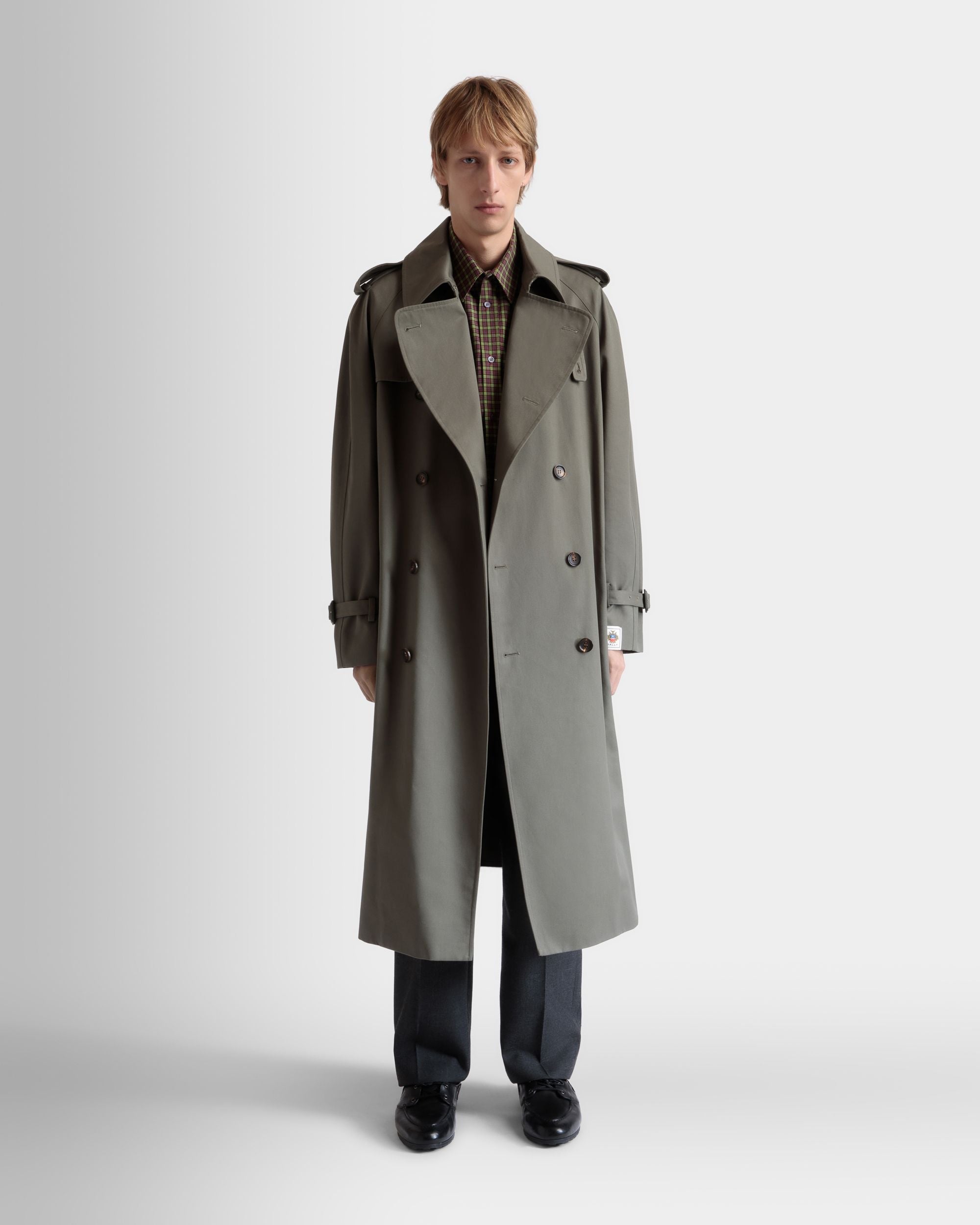Bally Global - Gabardina Con Doble Botonadura De Mezcla De Algodón Y Gabardina Military Green - Verde