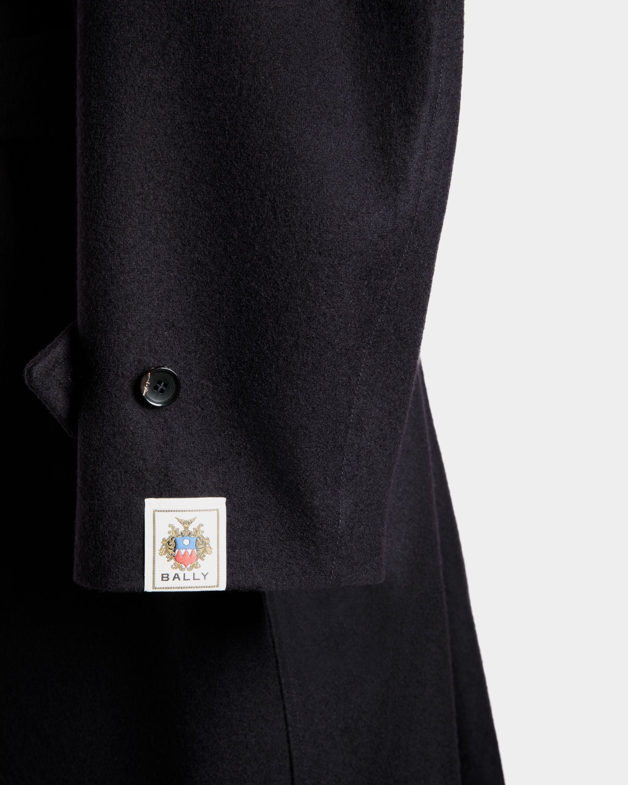Bally Global - Single-breasted Coat In Navy Blue Wool Blend - Blue