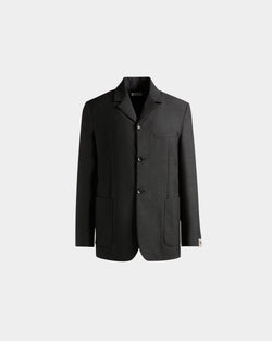 Blazer De Mezcla De Lana Gris Oscuro
