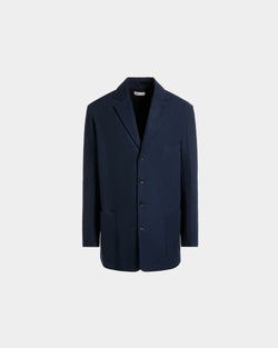 Blazer De Mezcla De Algodón Navy Blue