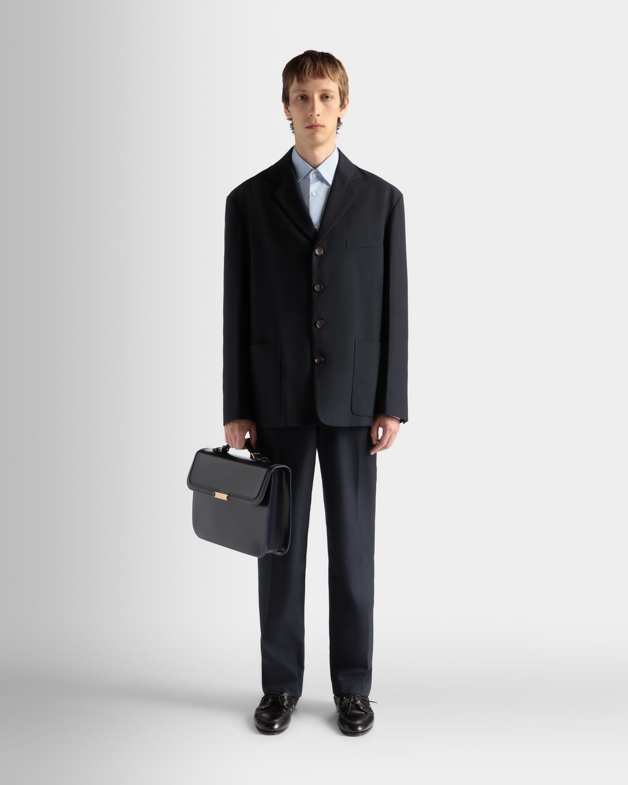 Bally Global - Chaqueta De Mezcla De Lana Navy Blue - Azul