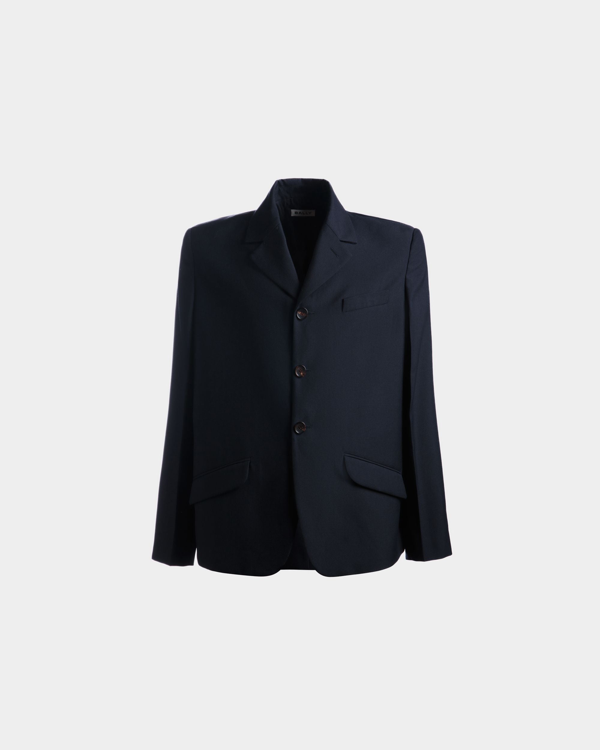 Bally Global - Jacket in Navy Blue Wool Blend - Azul
