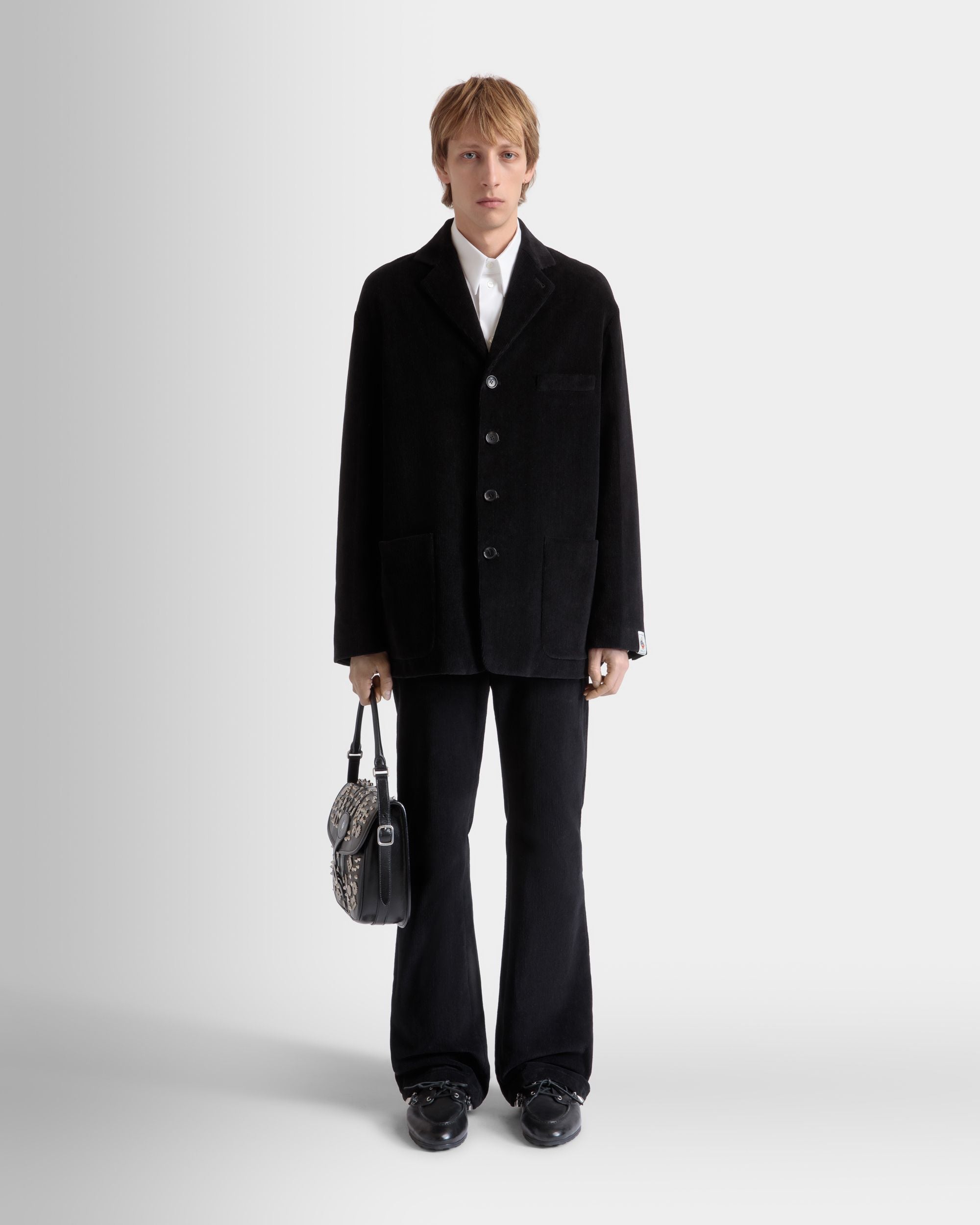 Bally Global - Blazer In Black Cotton Corduroy - Negro