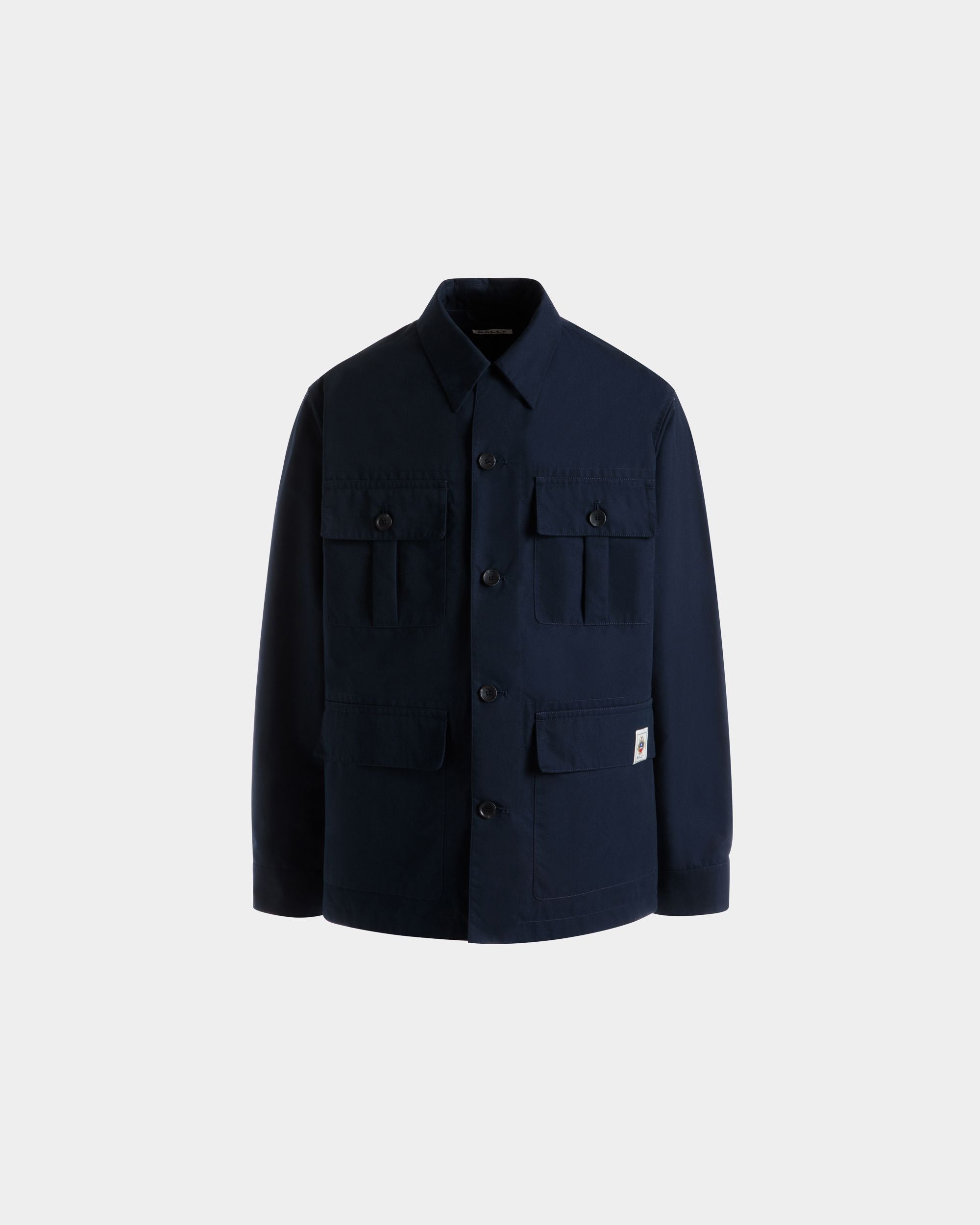 Bally Global - Veste De Treillis En Coton Mélangé Navy Blue - Bleu