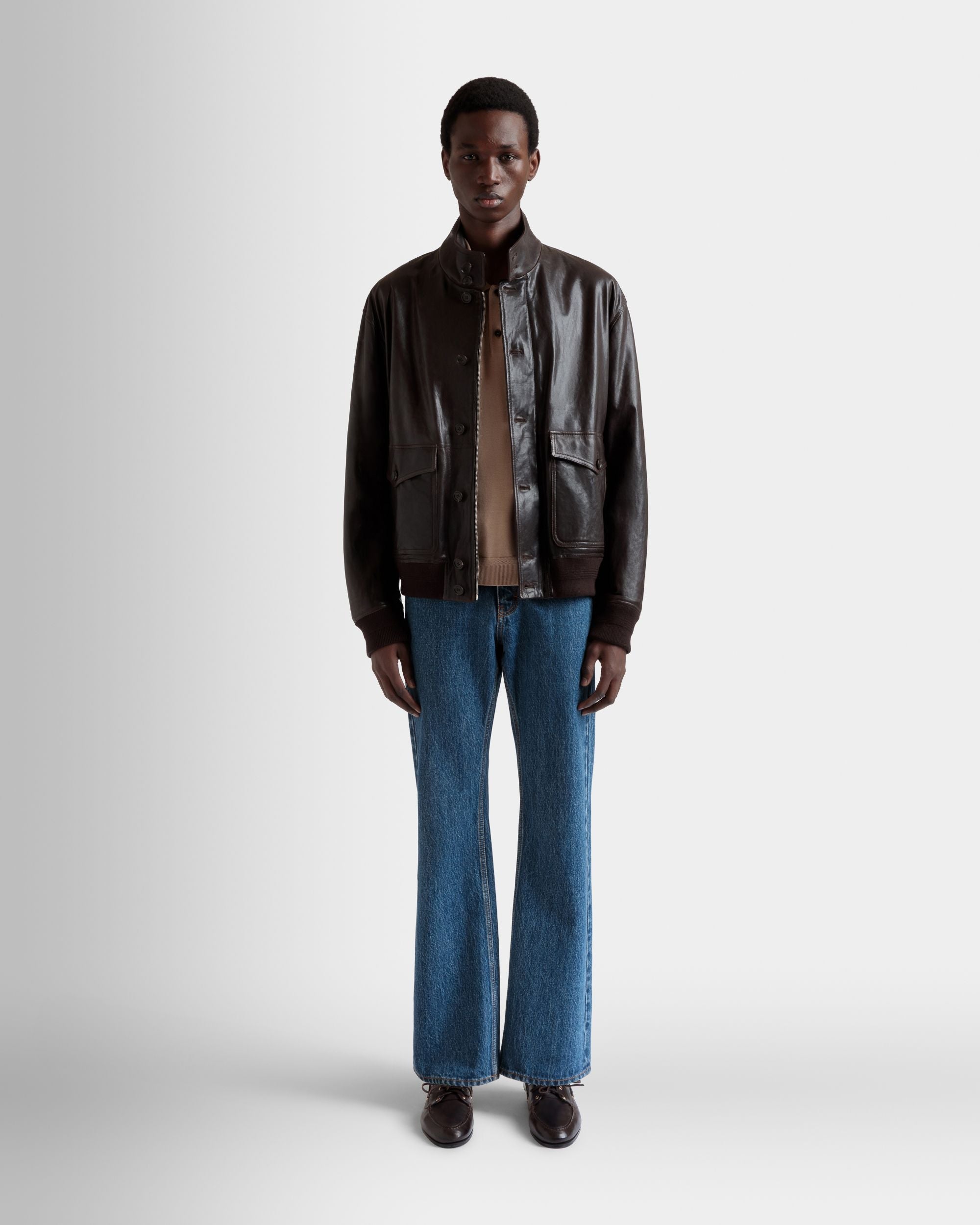 Bally Global - Bomber En Cuir Ebano - Marron