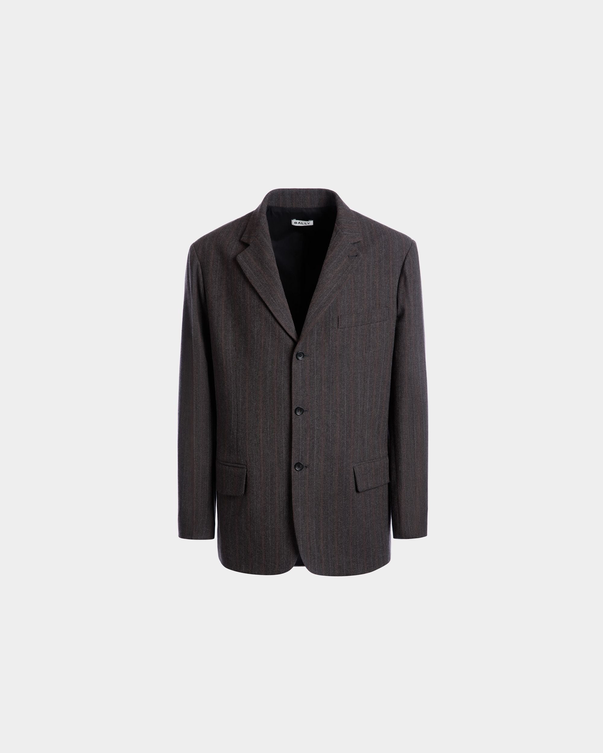 Bally Global - Blazer With a Pinstripe Pattern in a Grey Wool Blend - Grey