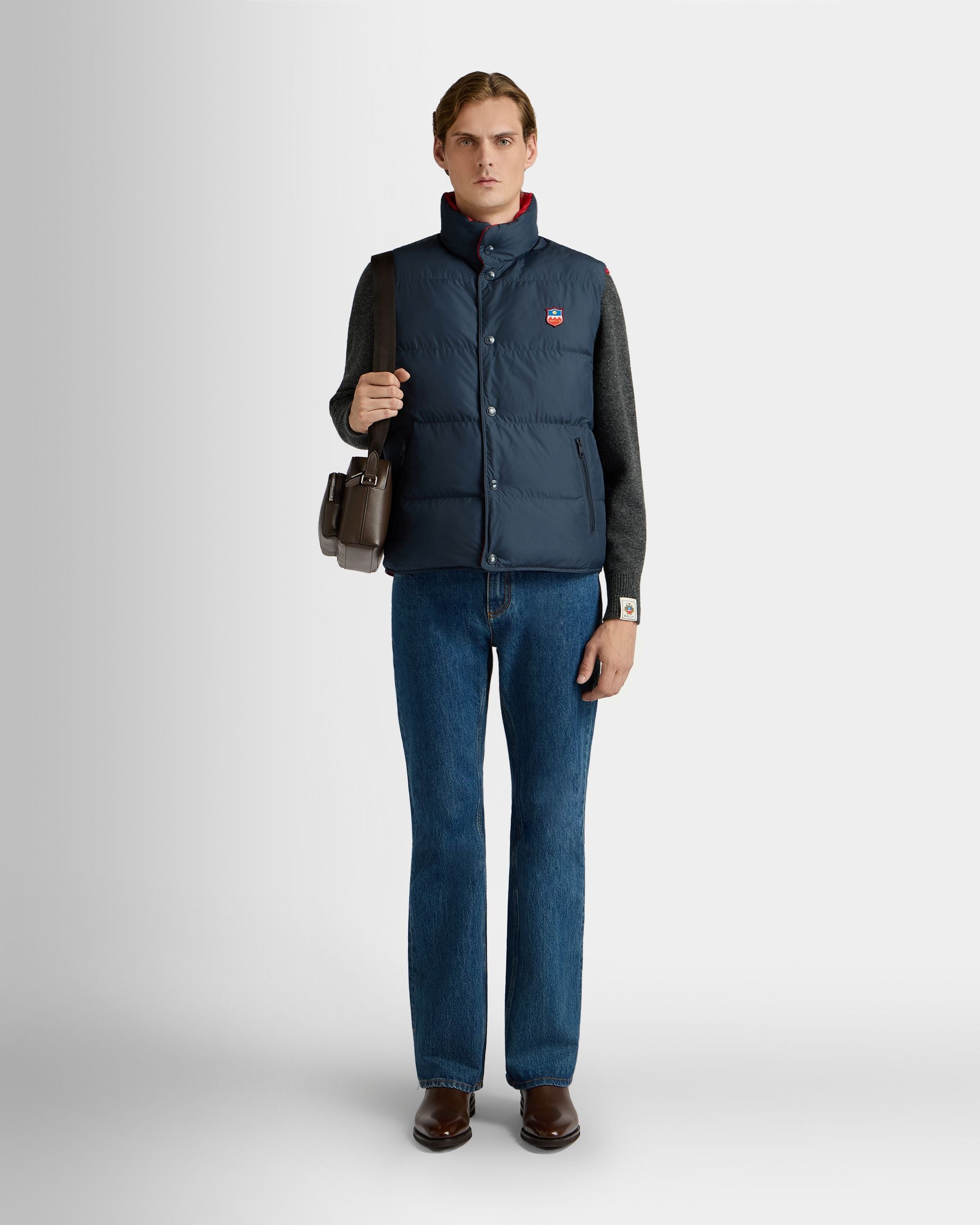 Bally Global - Reversible Vest in Navy Blue And Red Polyester - Multicolor