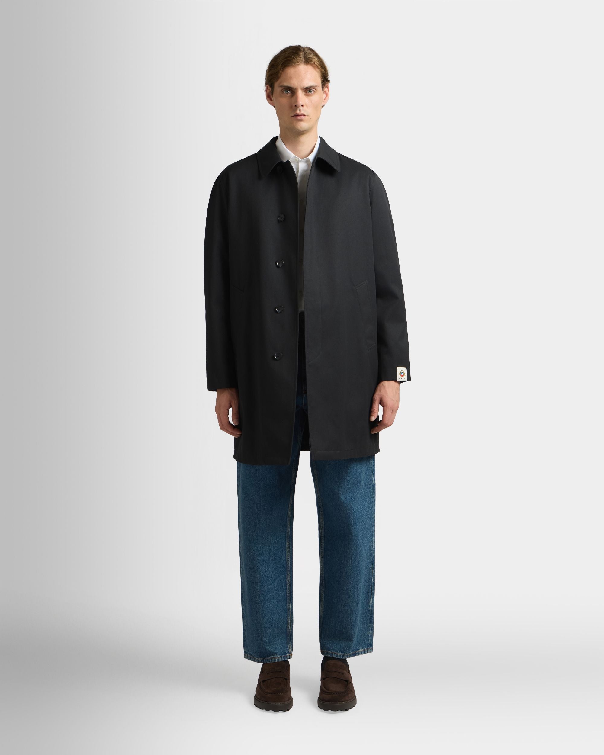 Bally Global - Manteau Car en mélange de coton et de polyester Navy Blue - Bleu
