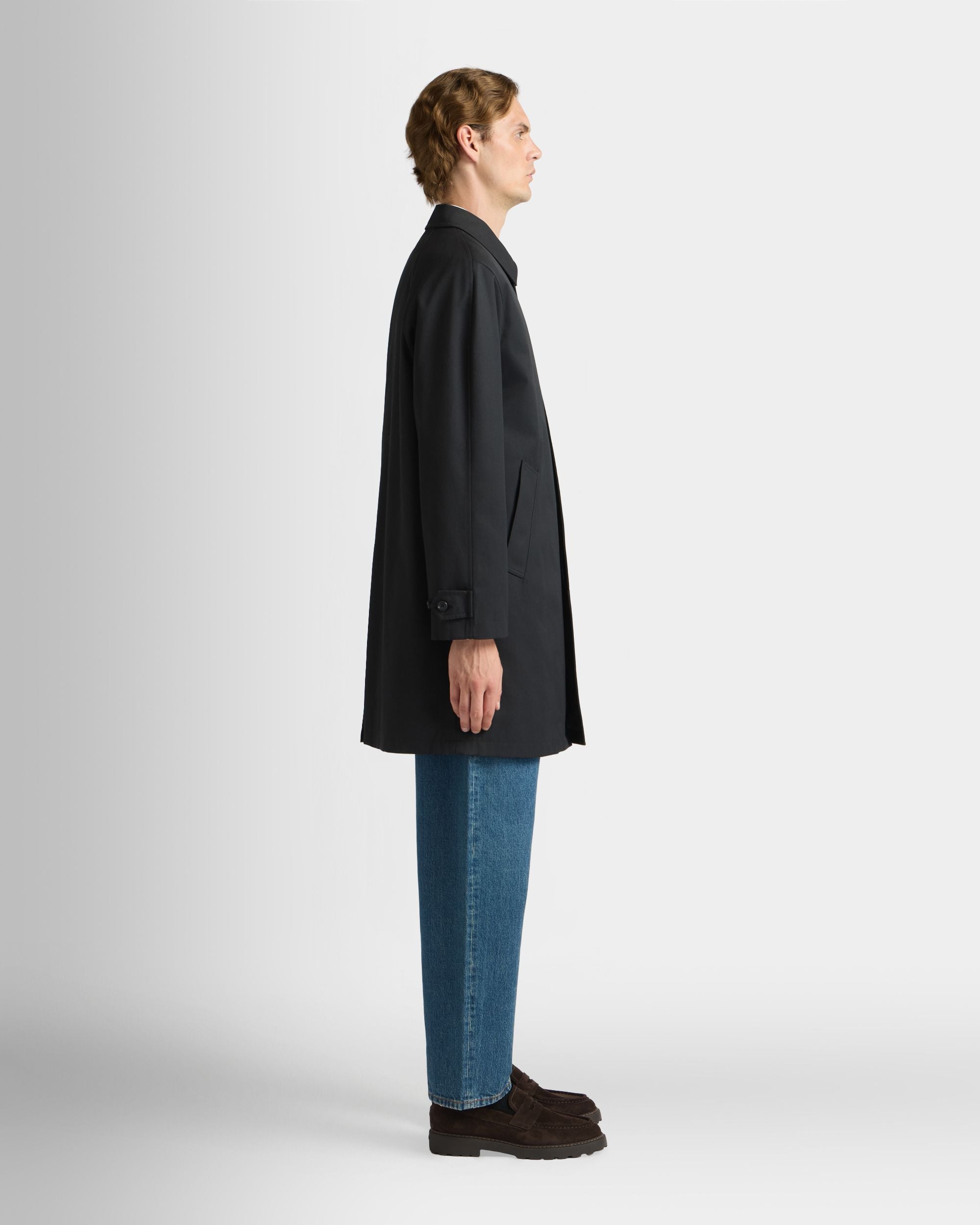 Bally Global - Manteau Car en mélange de coton et de polyester Navy Blue - Bleu