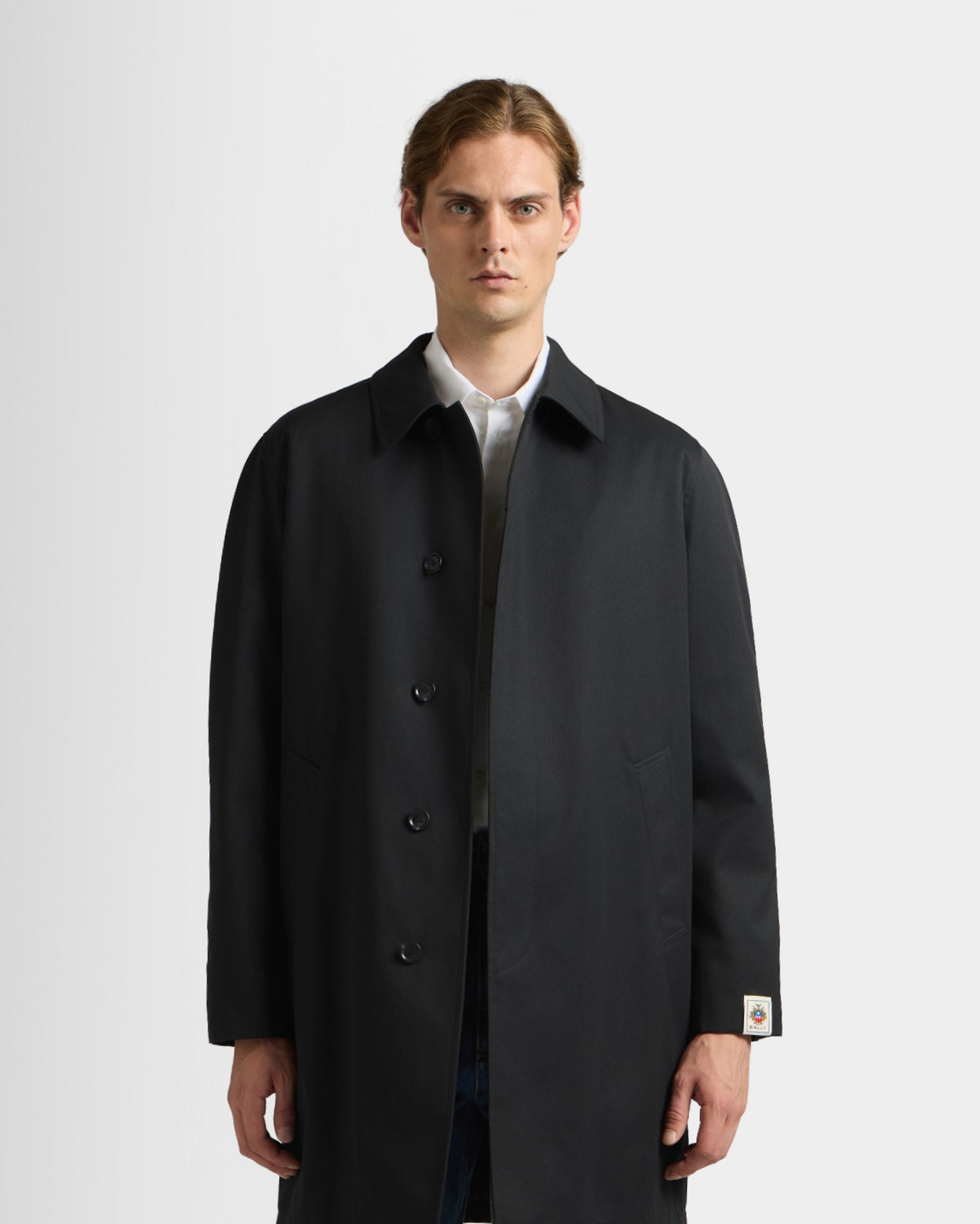 Bally Global - Manteau Car en mélange de coton et de polyester Navy Blue - Bleu