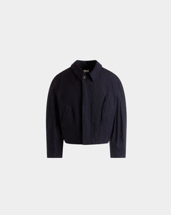 Cropped Blouson in Navy Blue Cotton