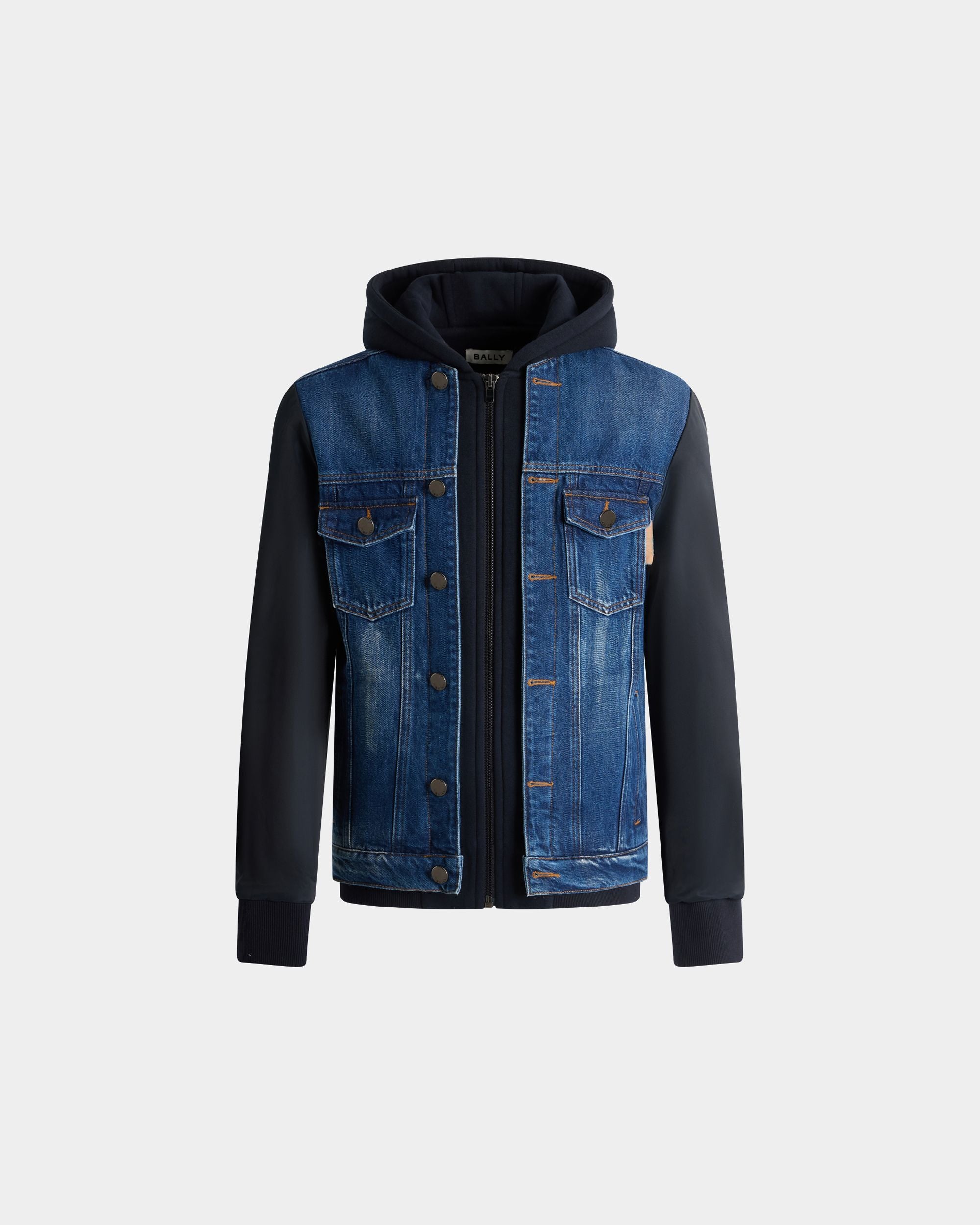 Bally Global - Hooded Trucker Jacket in Medium Blue Cotton - Blue