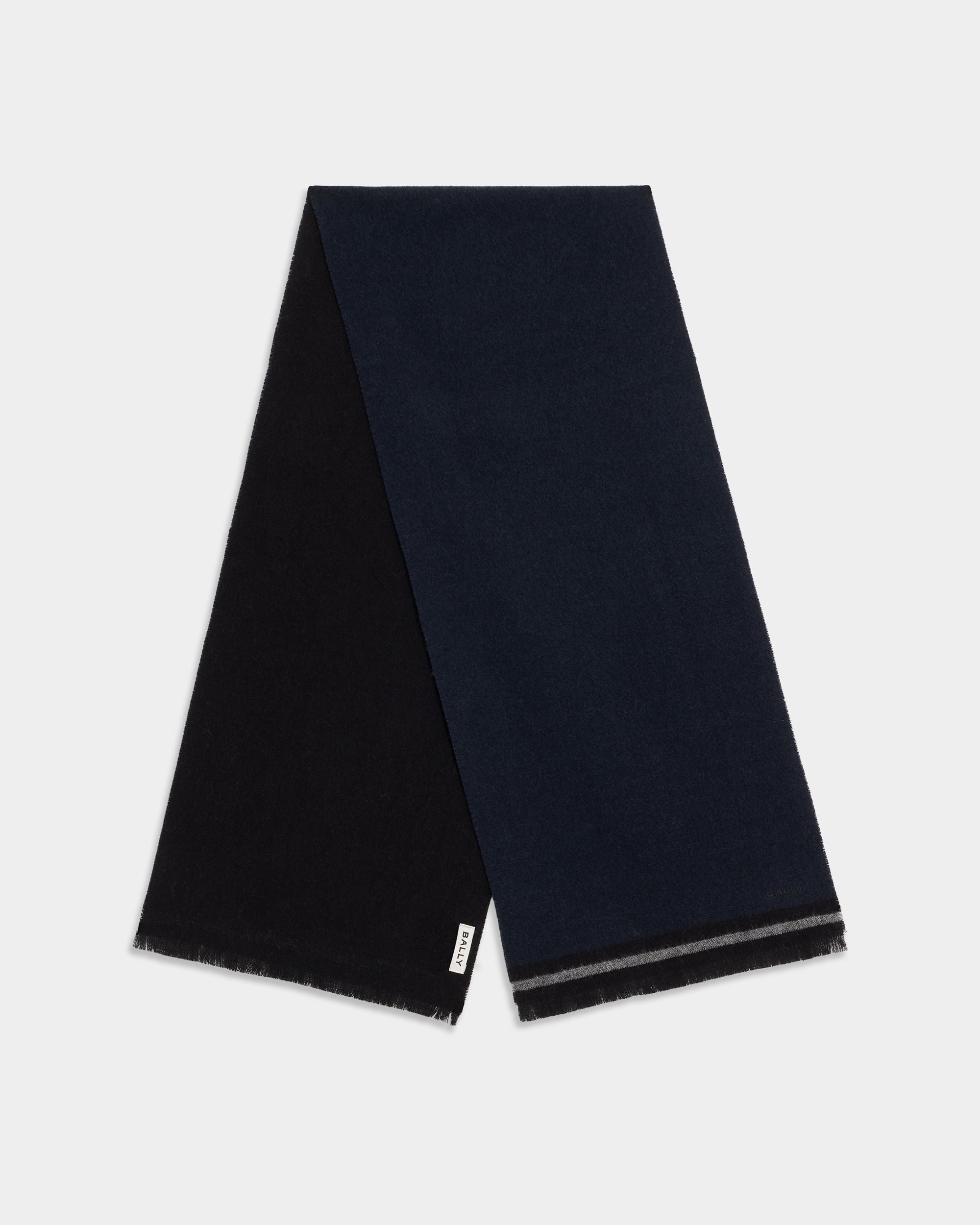 Bally Global - Scarf in Navy Blue Wool - Blue