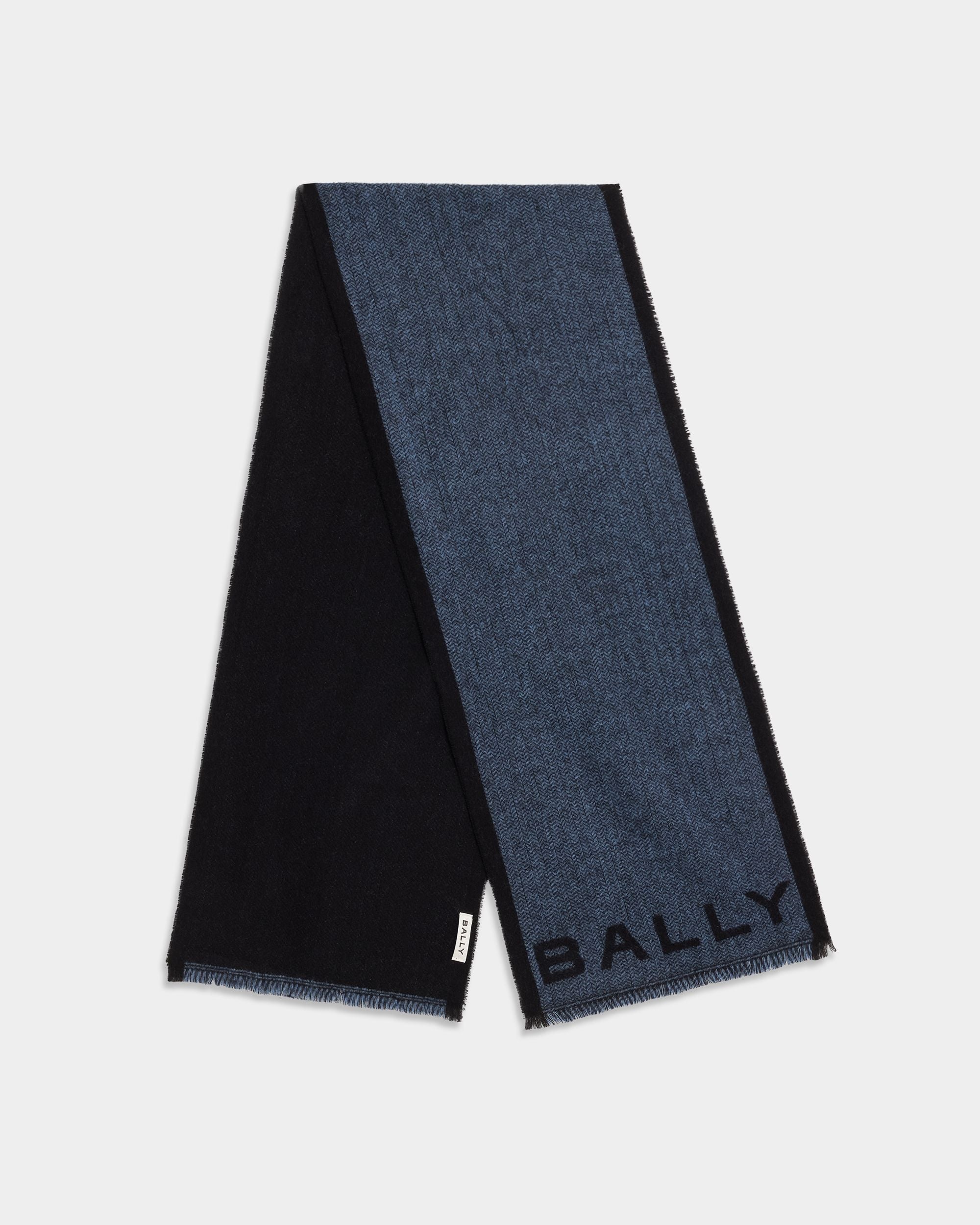 Bally Global - Scarf in Navy Blue Wool - Blue