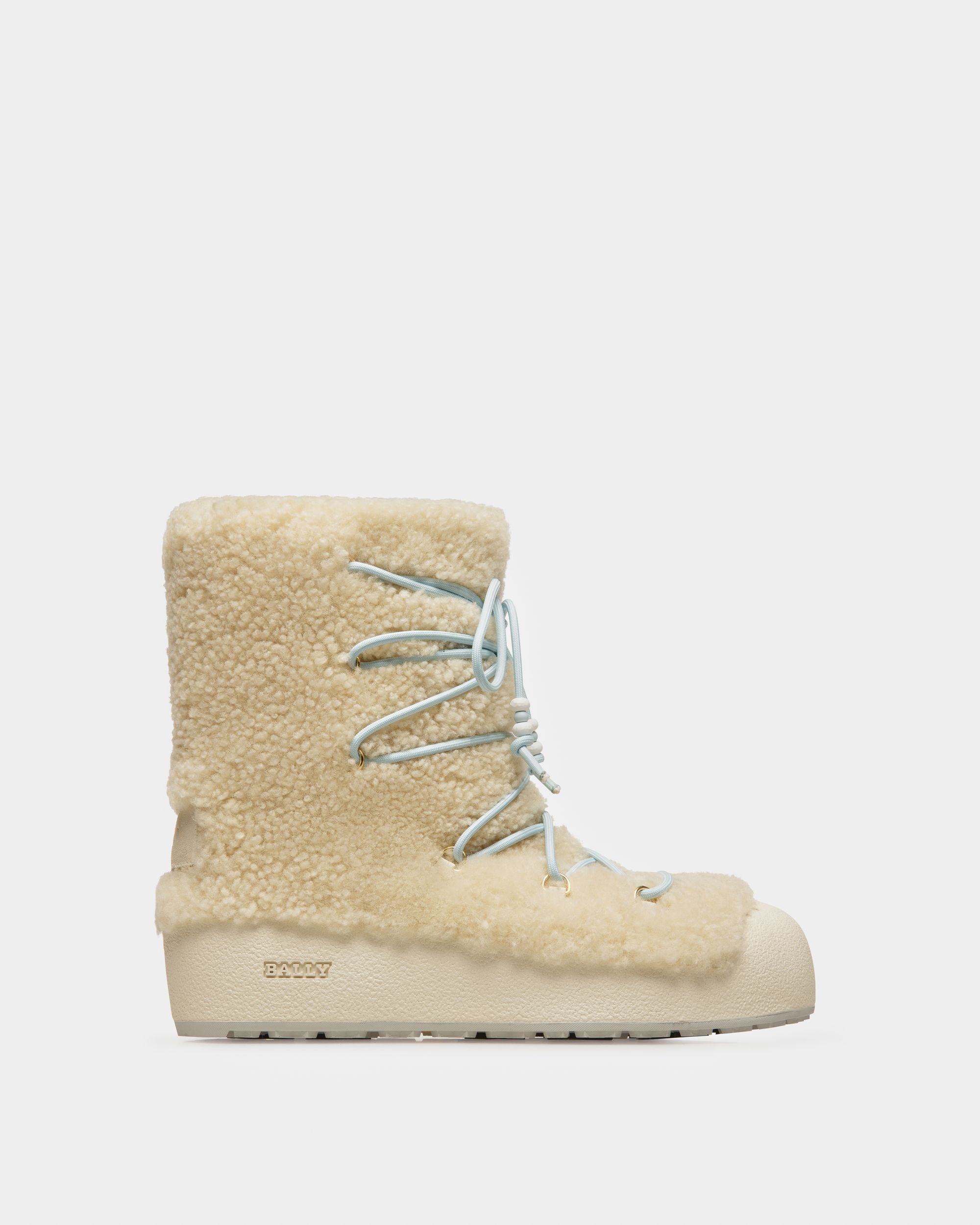 Bally Global - Curling Collection Boot in Natural Shearling - White