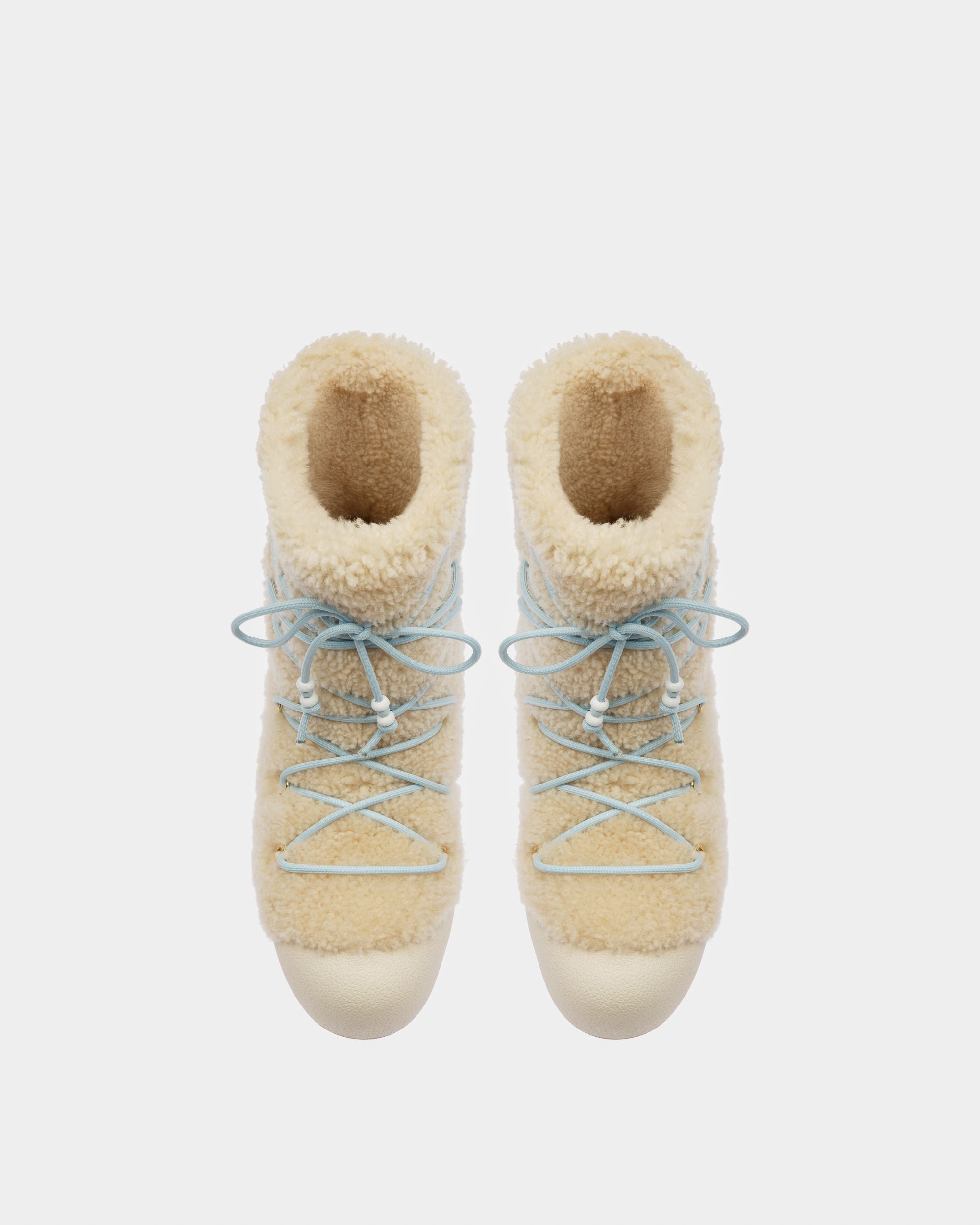 Bally Global - Curling Collection Boot in Natural Shearling - White