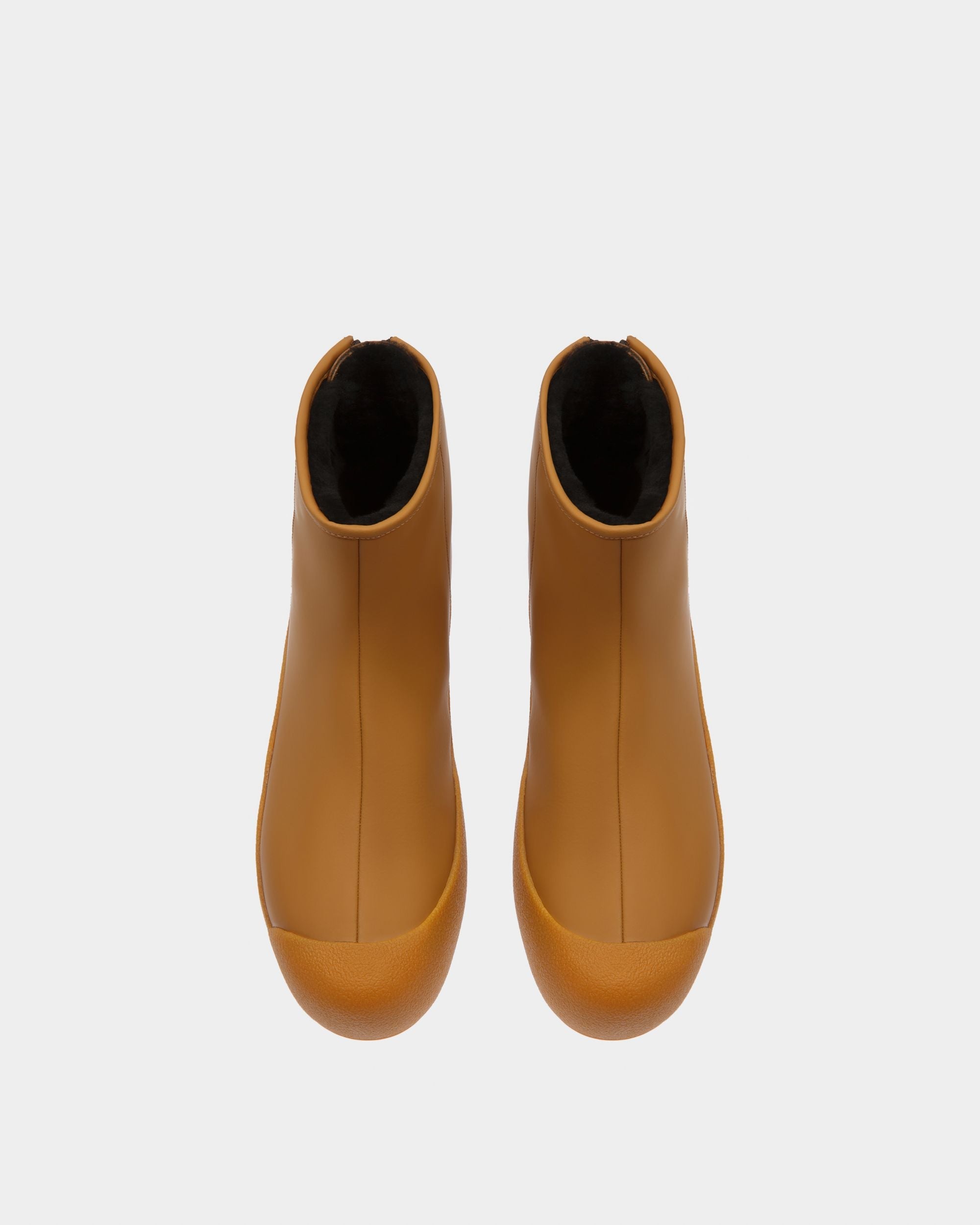 Bally Global - Bottine Collection Curling En Cuir Camel Caoutchouté - Beige
