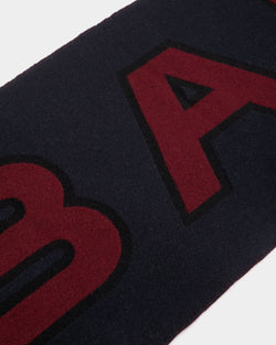 Scarf With Logo In Navy Blue And Andorra Wool