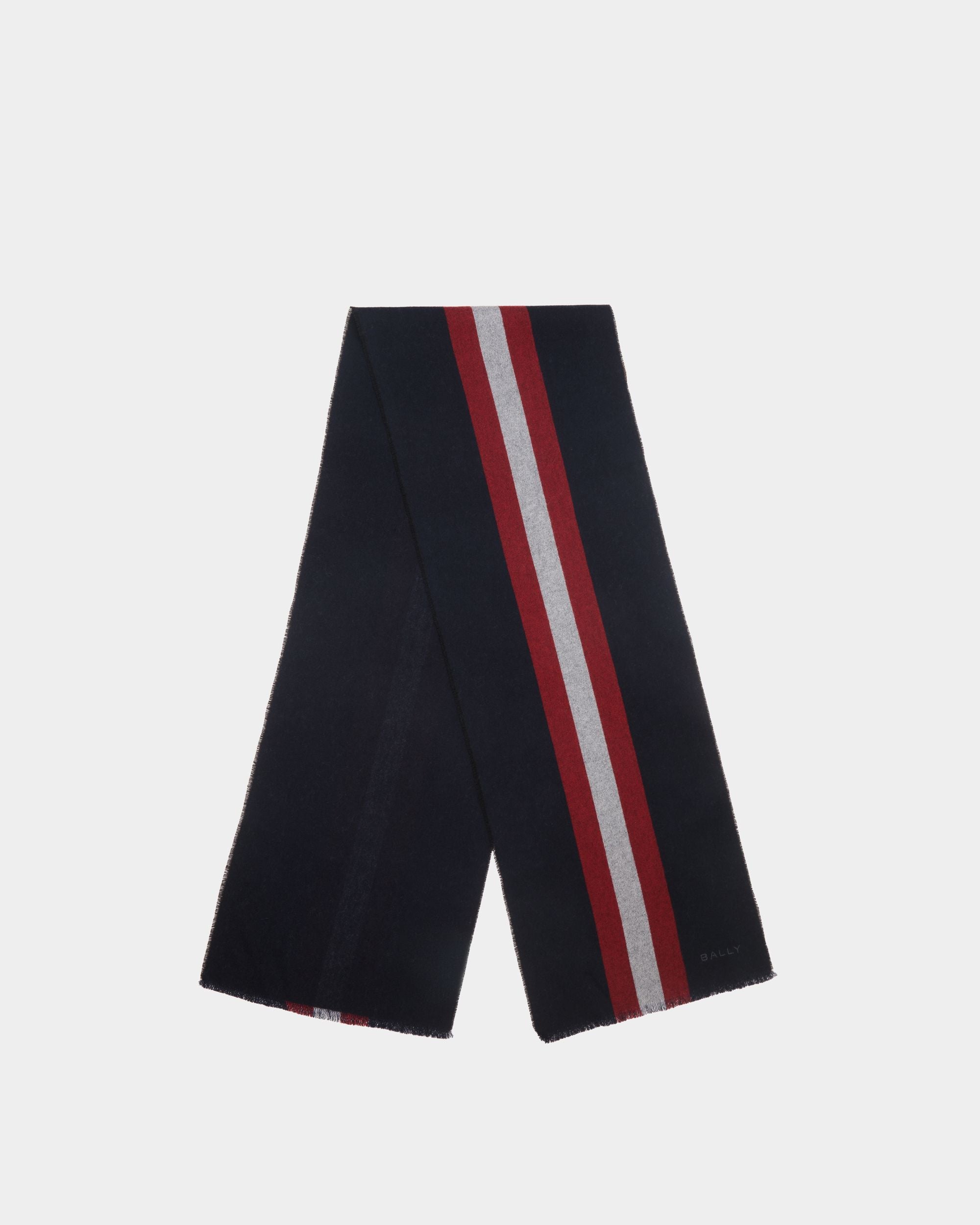 Bally Global - Scarf in Navy Blue Wool - Bleu