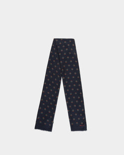 Écharpe Avec Imprimé Bally Crest All-Over En Modal Et Cachemire Navy Blue
