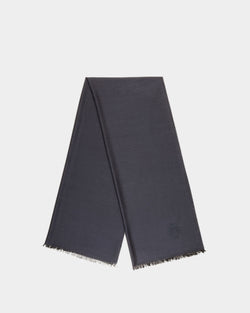 Bufanda De Seda Y Cachemira Navy Blue Con Escudo Bally Crest