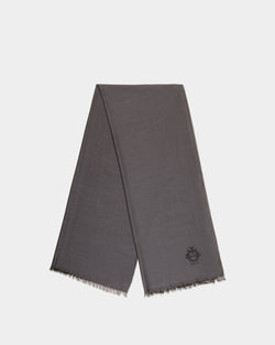 Bufanda De Seda Y Cachemira Gris Oscuro Con Escudo Bally Crest