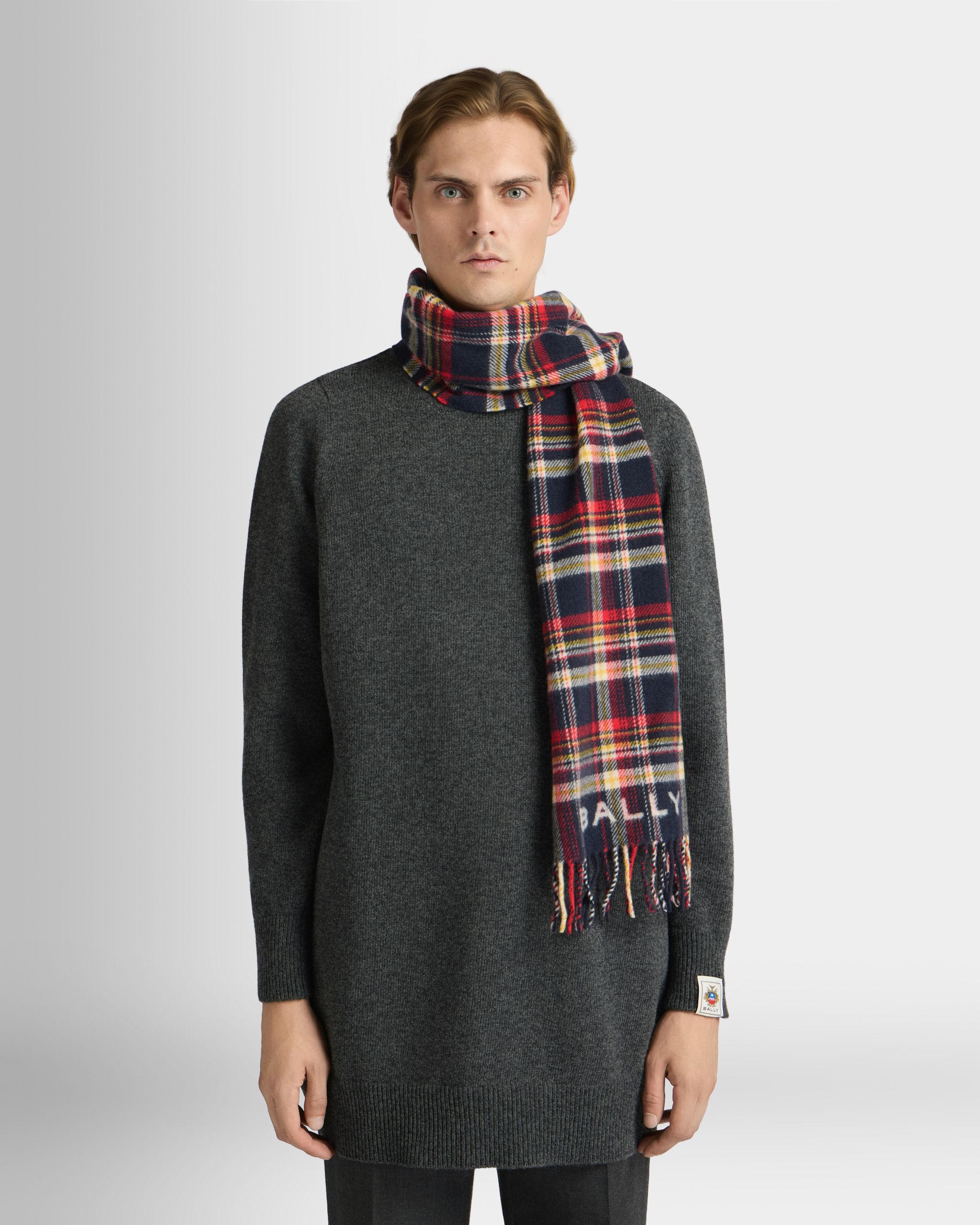 Bally Global - Scarf with a Tartan Motif in Multicolor Wool - Multicolor