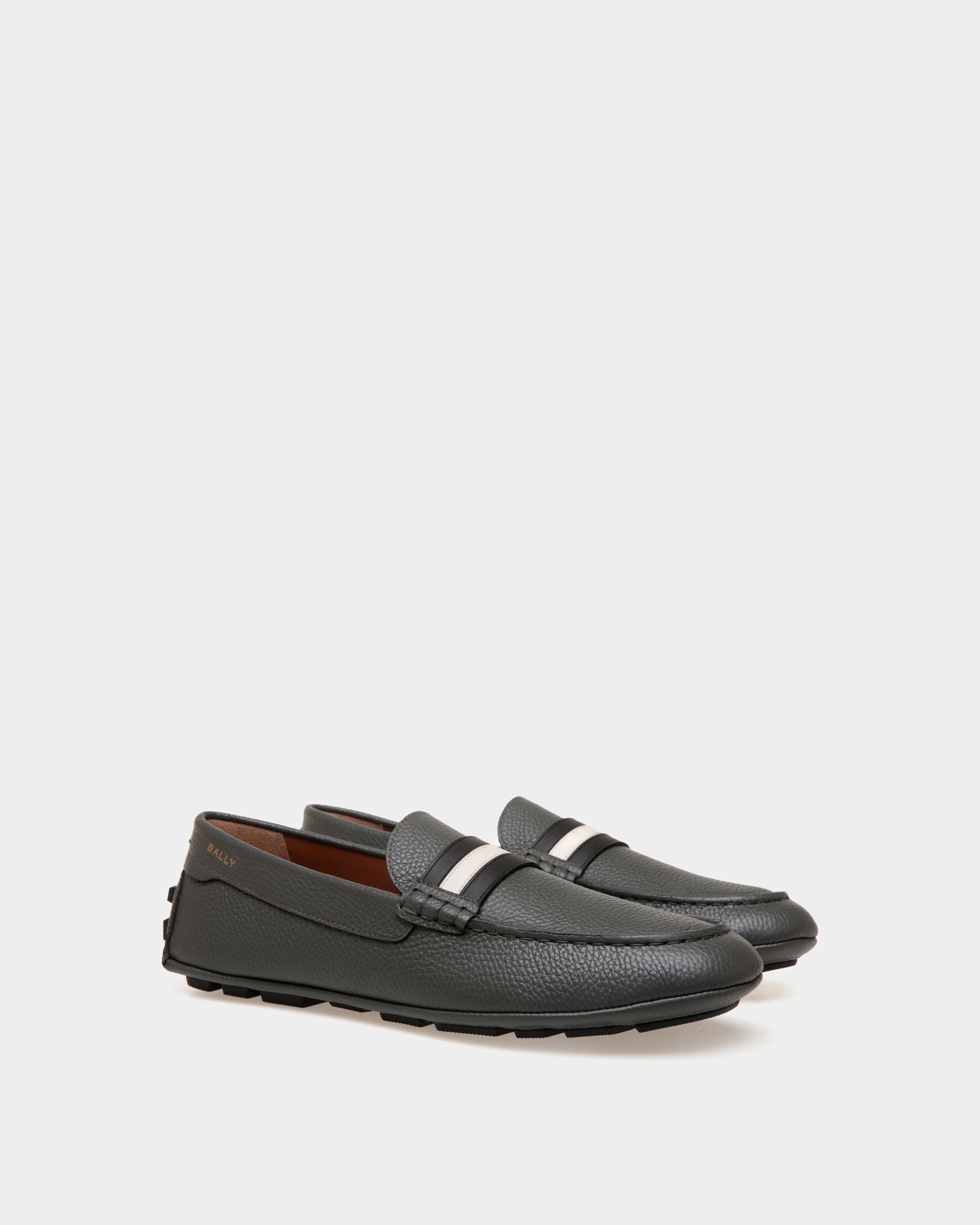 Bally Global - Kerbs Driver In Grey Grained Leather - Grey