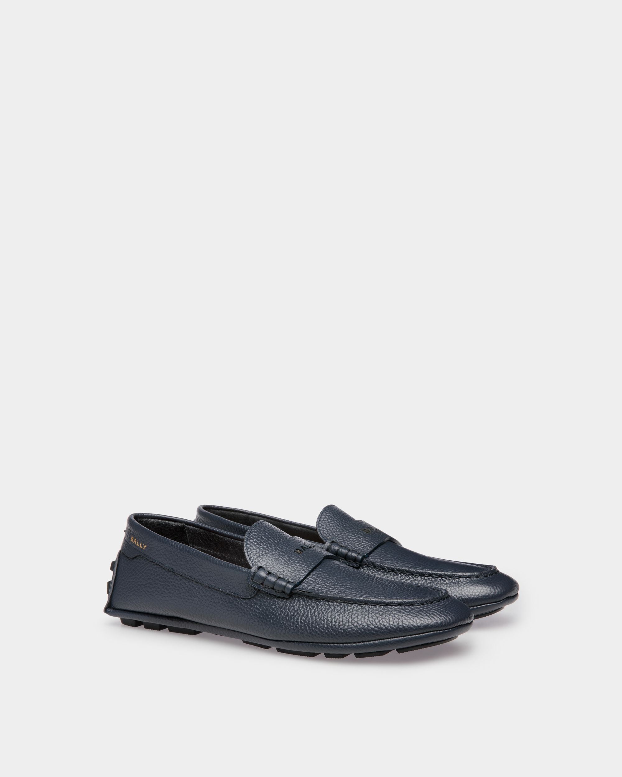 Bally Global - Kerbs Driver in Blue Grained Leather - Blue