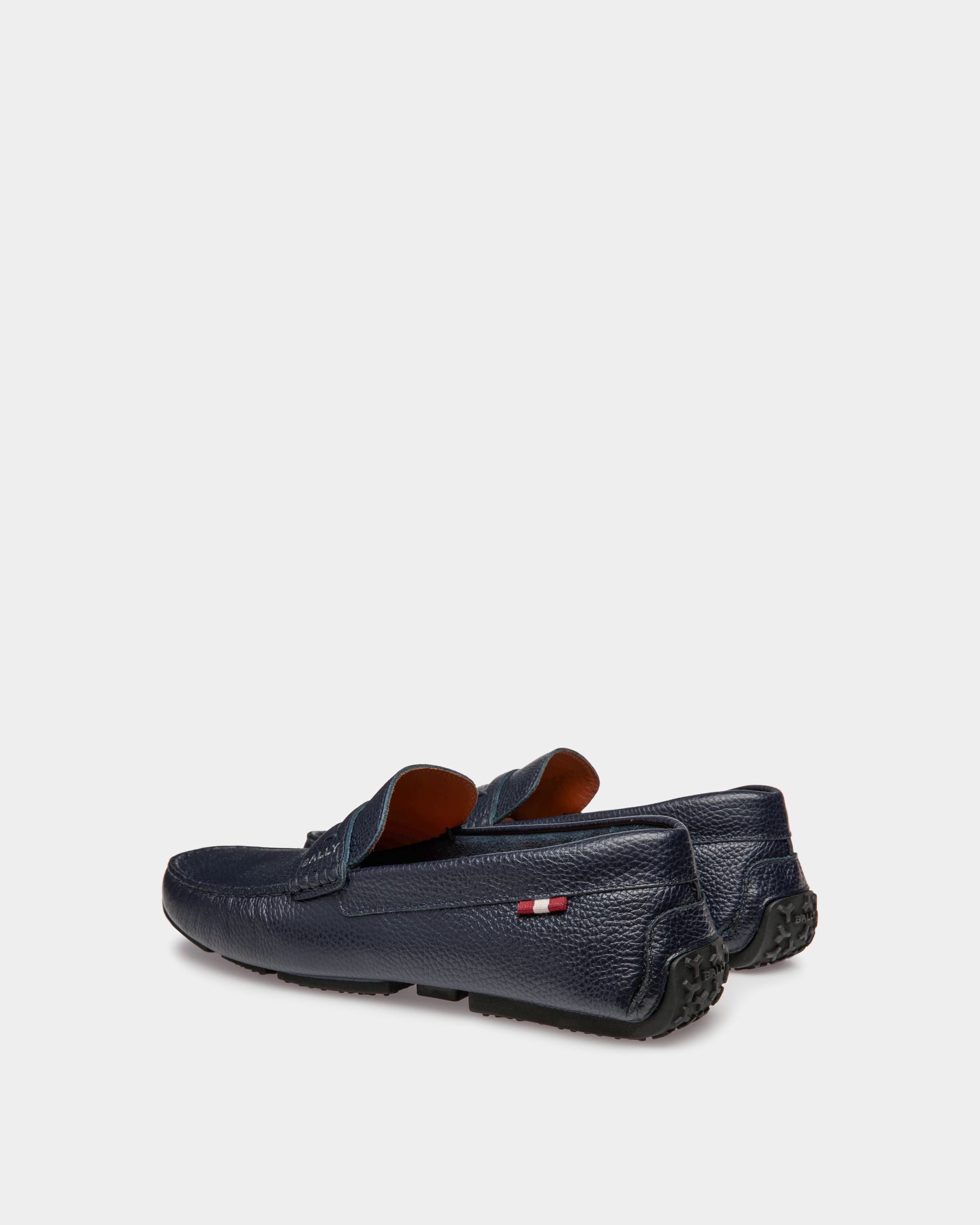 Bally Global - Chaussure Driver Pilot En Cuir Grainé Navy Blue - Bleu