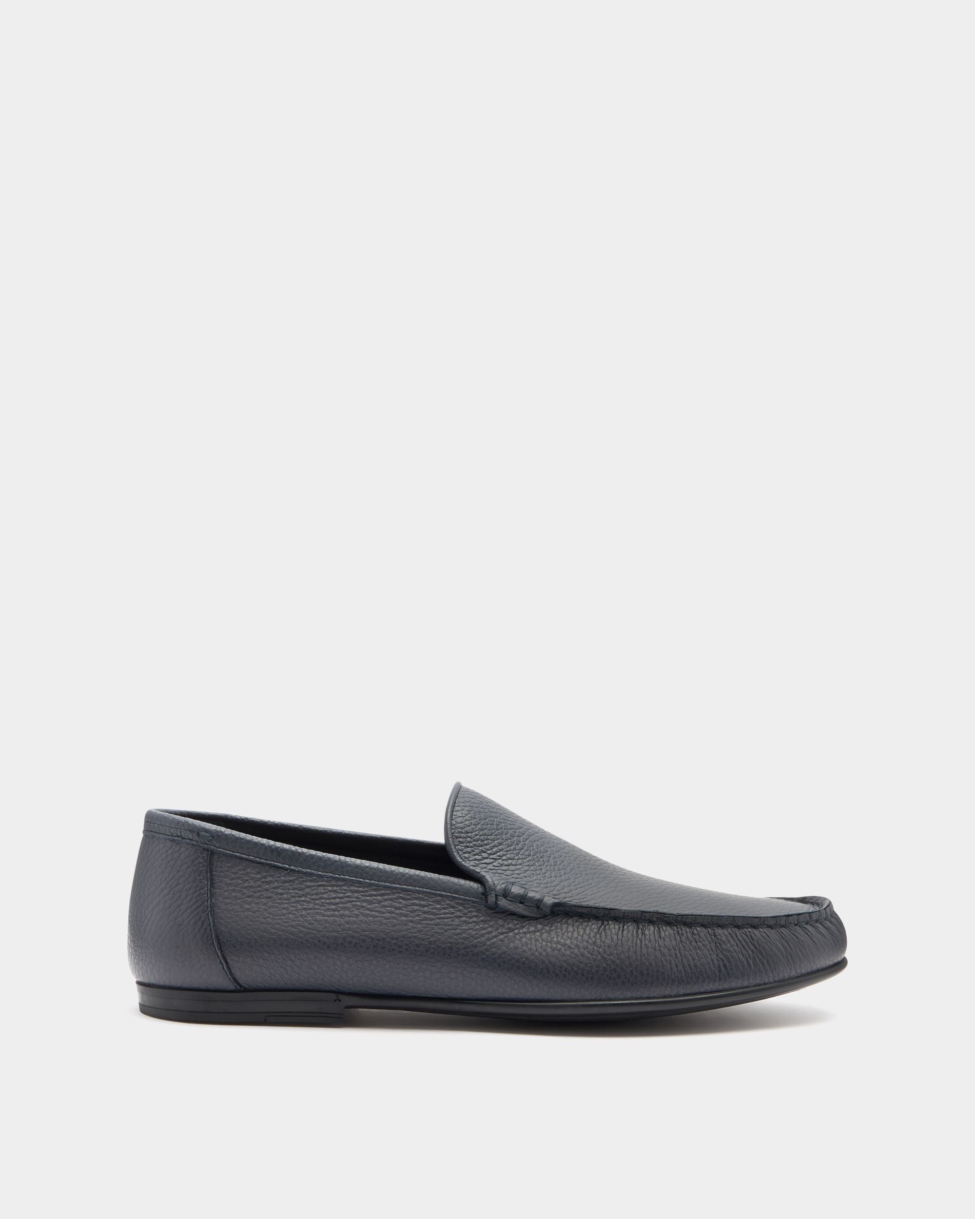 Bally Global - Axony Moccasin in Blue Grained Leather - Blue