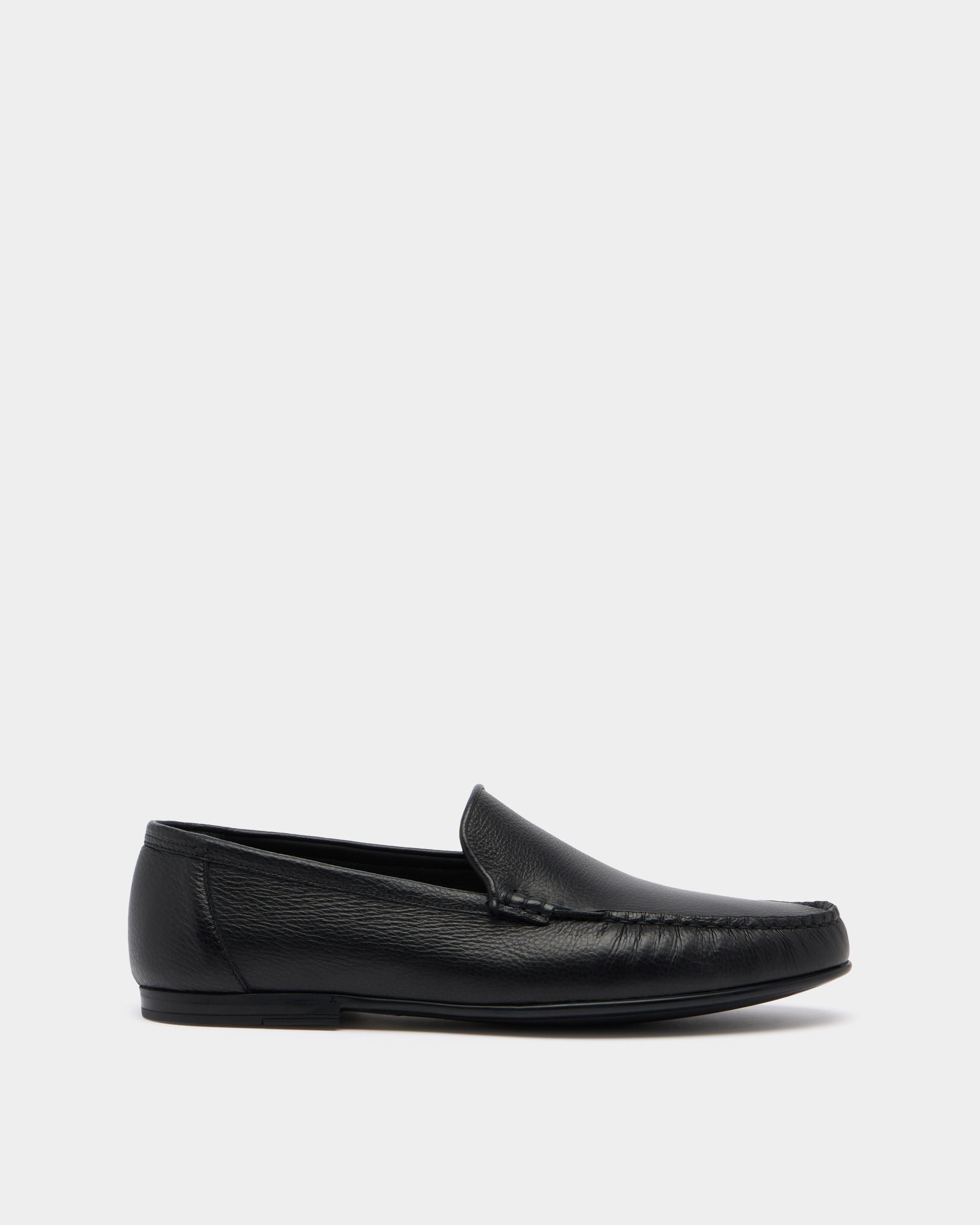 Bally Global - Axony Moccasin in Black Grained Leather - Black