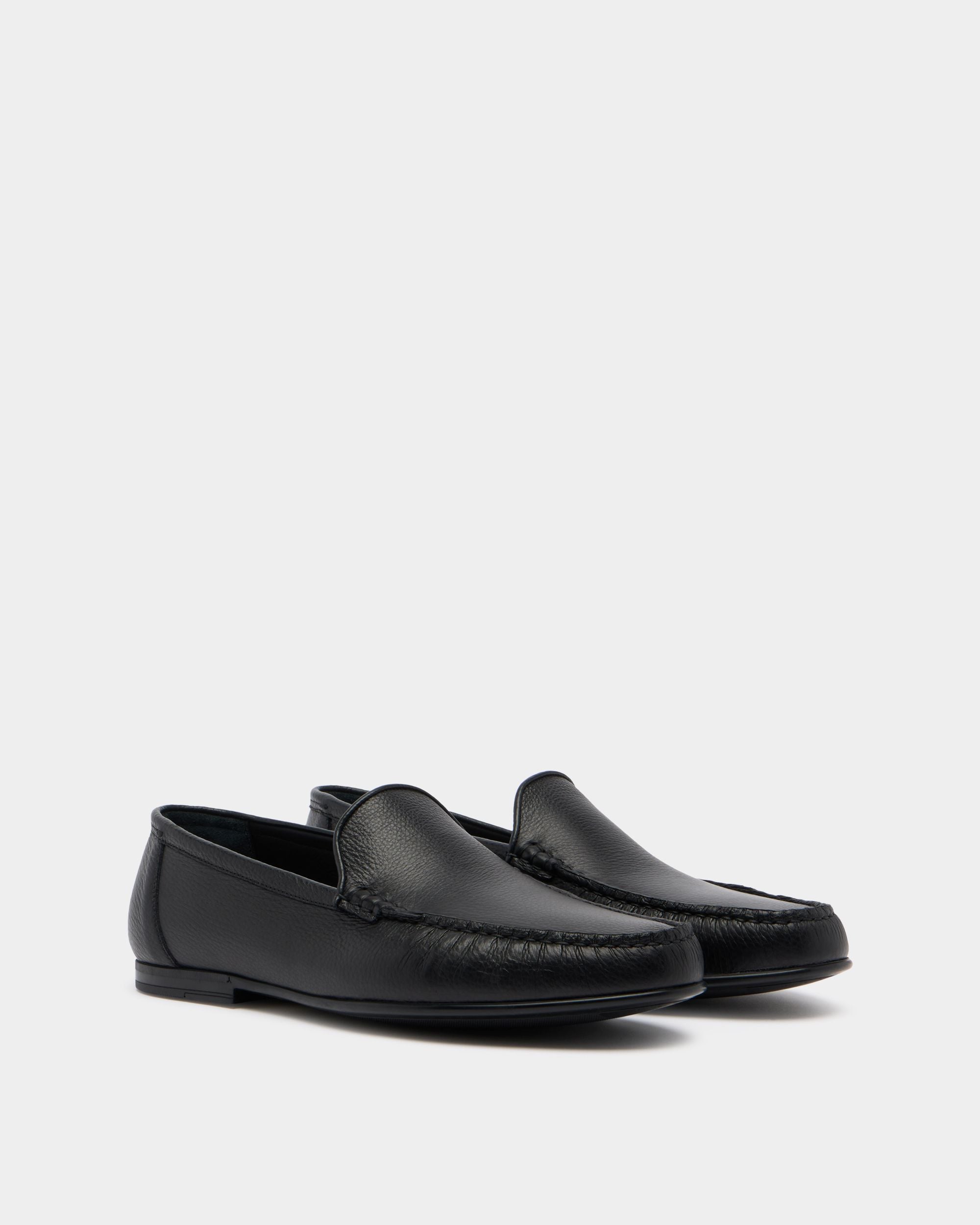 Bally Global - Axony Moccasin in Black Grained Leather - Black