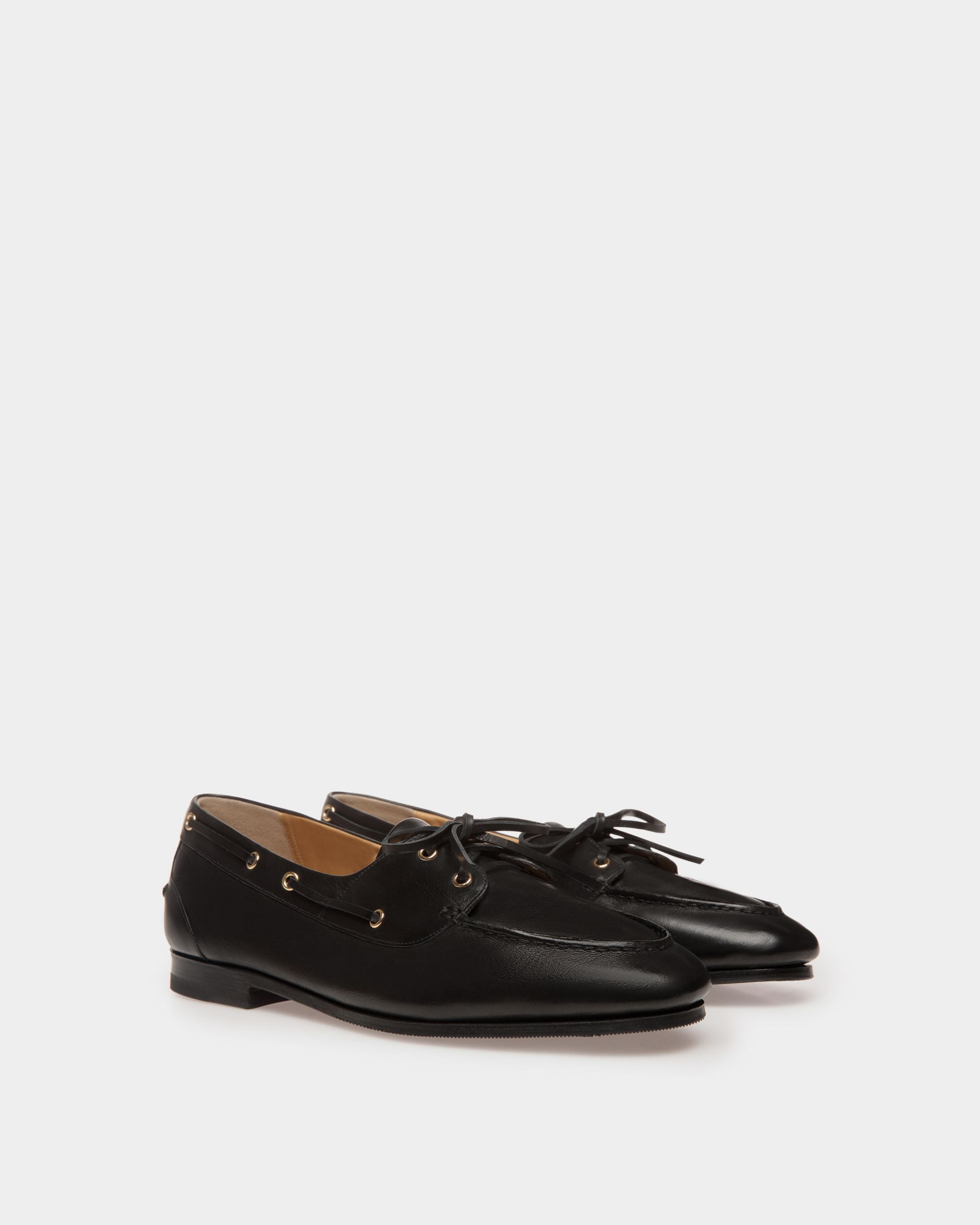 Bally Global - Mocassin Plume En Cuir Noir - Noir