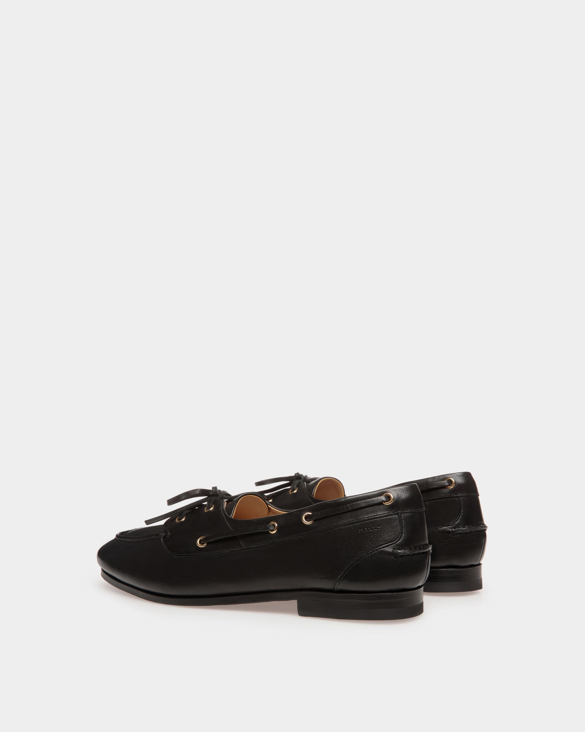 Bally Global - Mocassin Plume En Cuir Noir - Noir