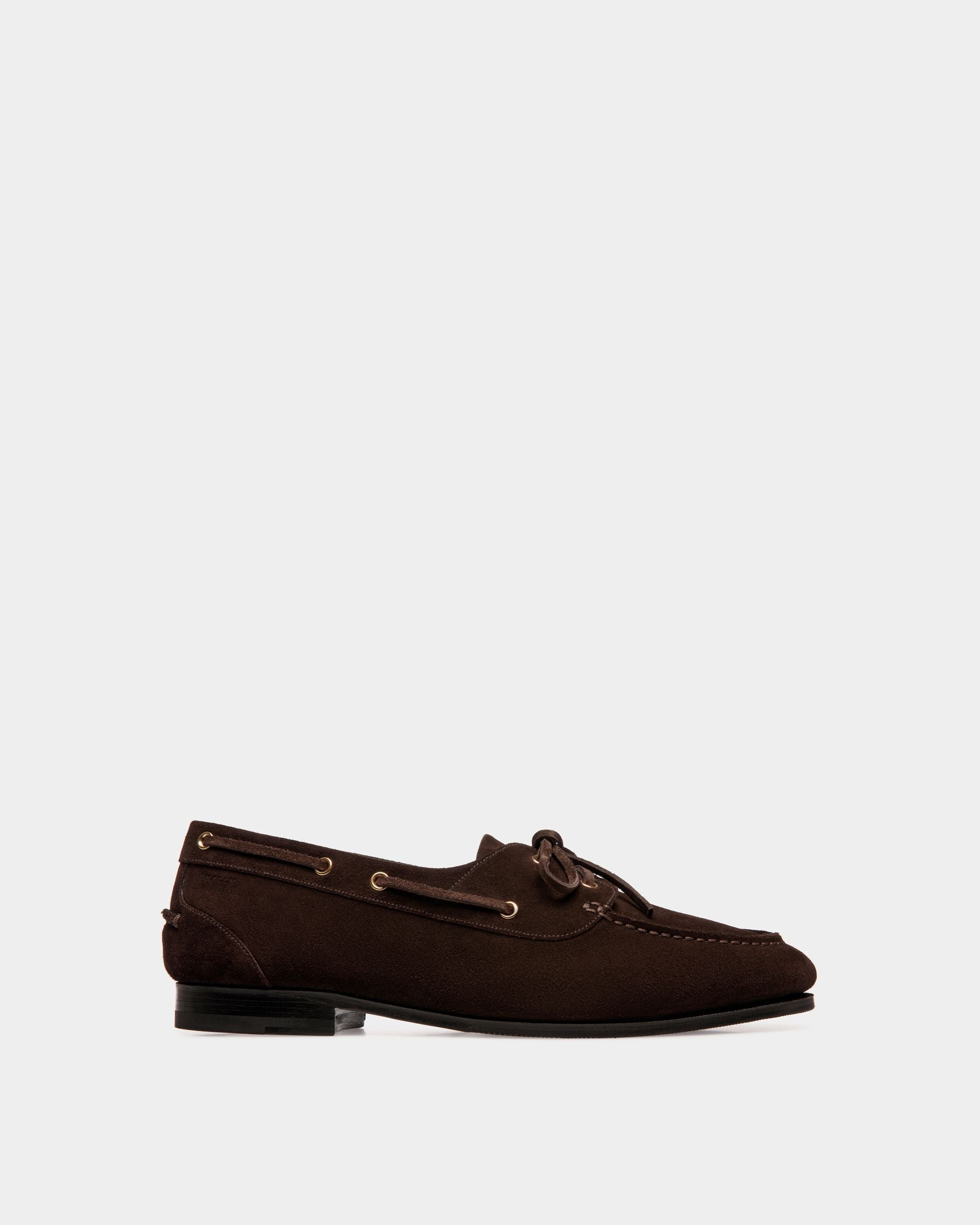 Bally Global - Plume Moccasin in Dark Brown Suede - Brown