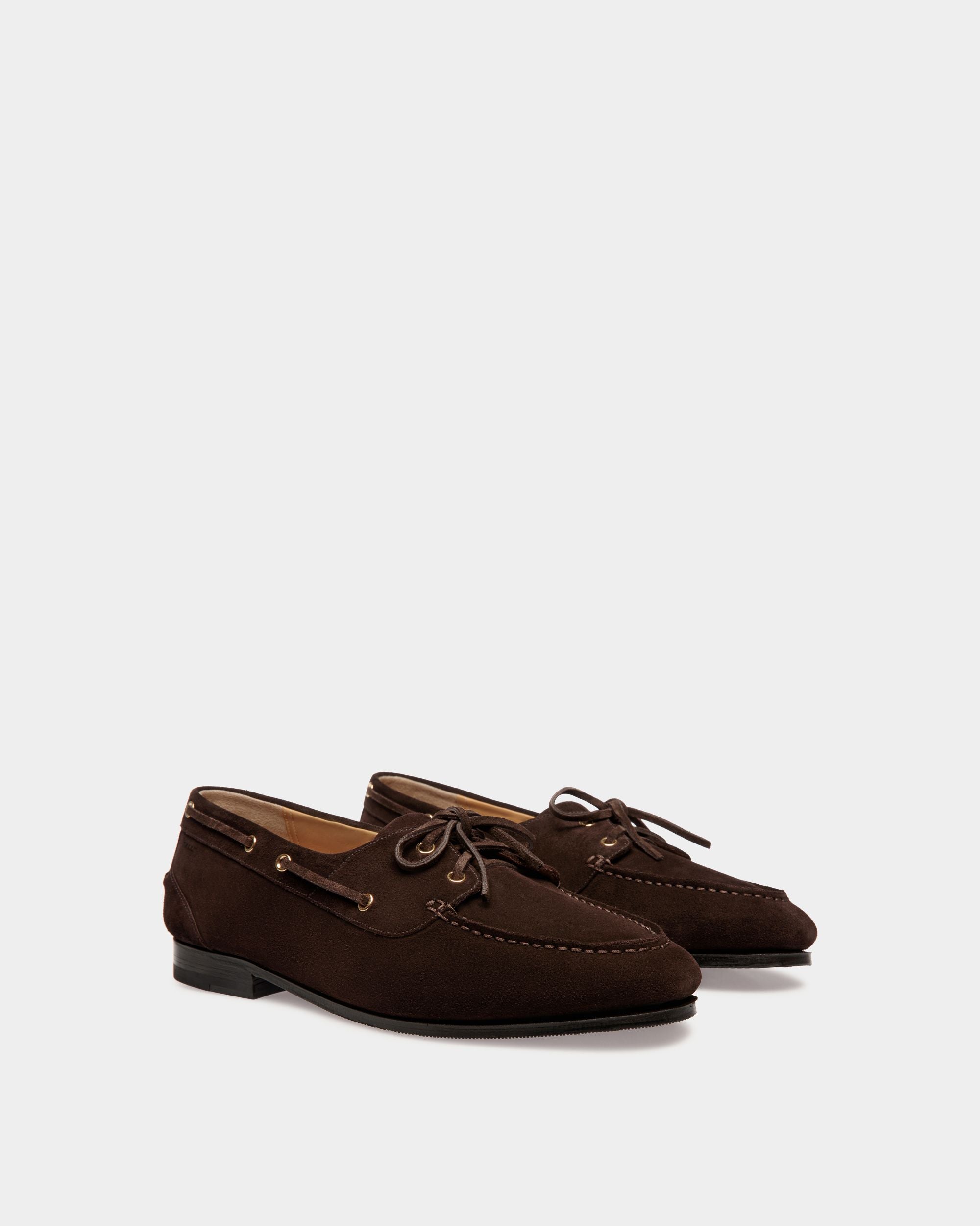 Bally Global - Plume Moccasin in Dark Brown Suede - Brown