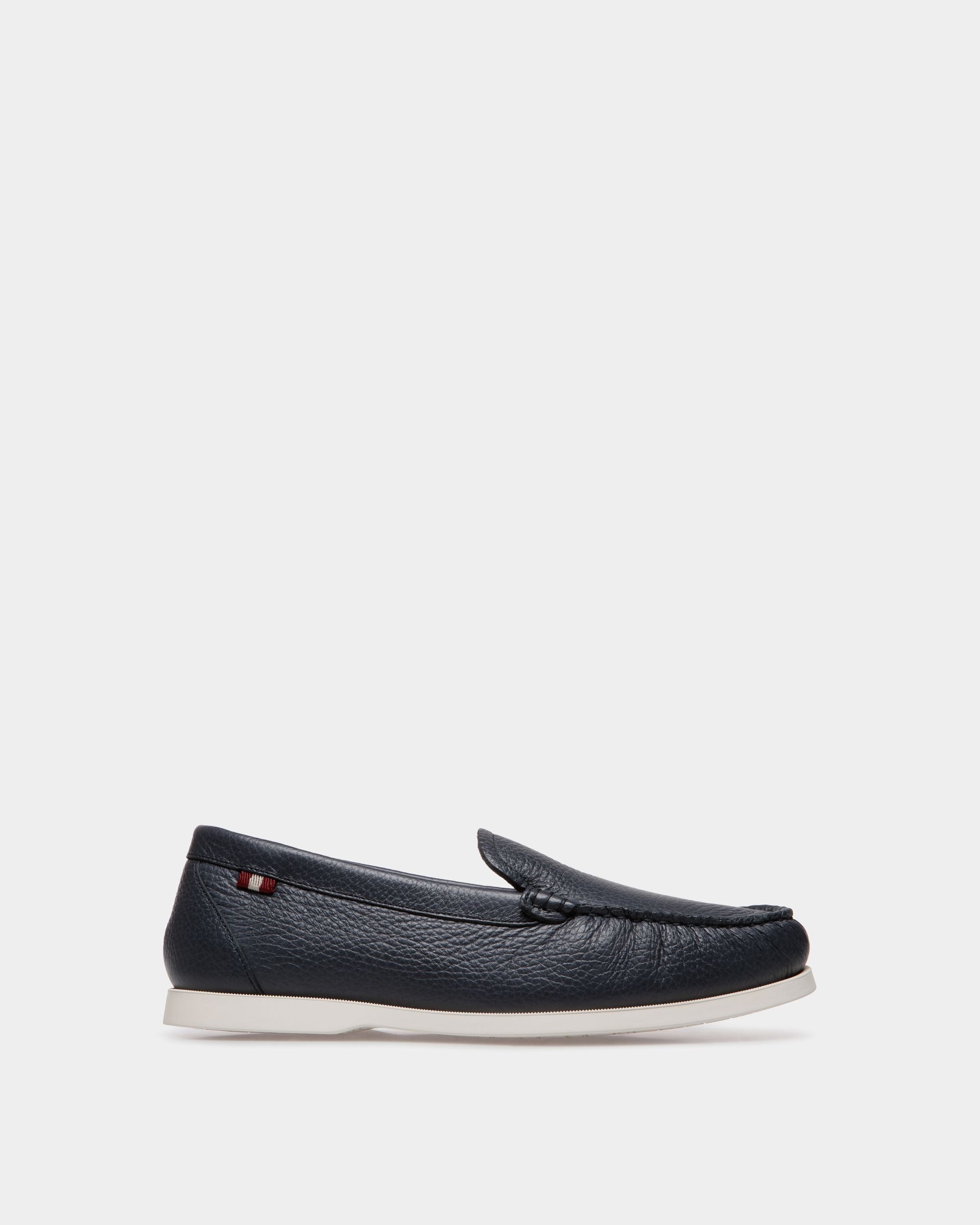 Bally Global - Nelson Loafer In Navy Blue Deer Leather - Azul