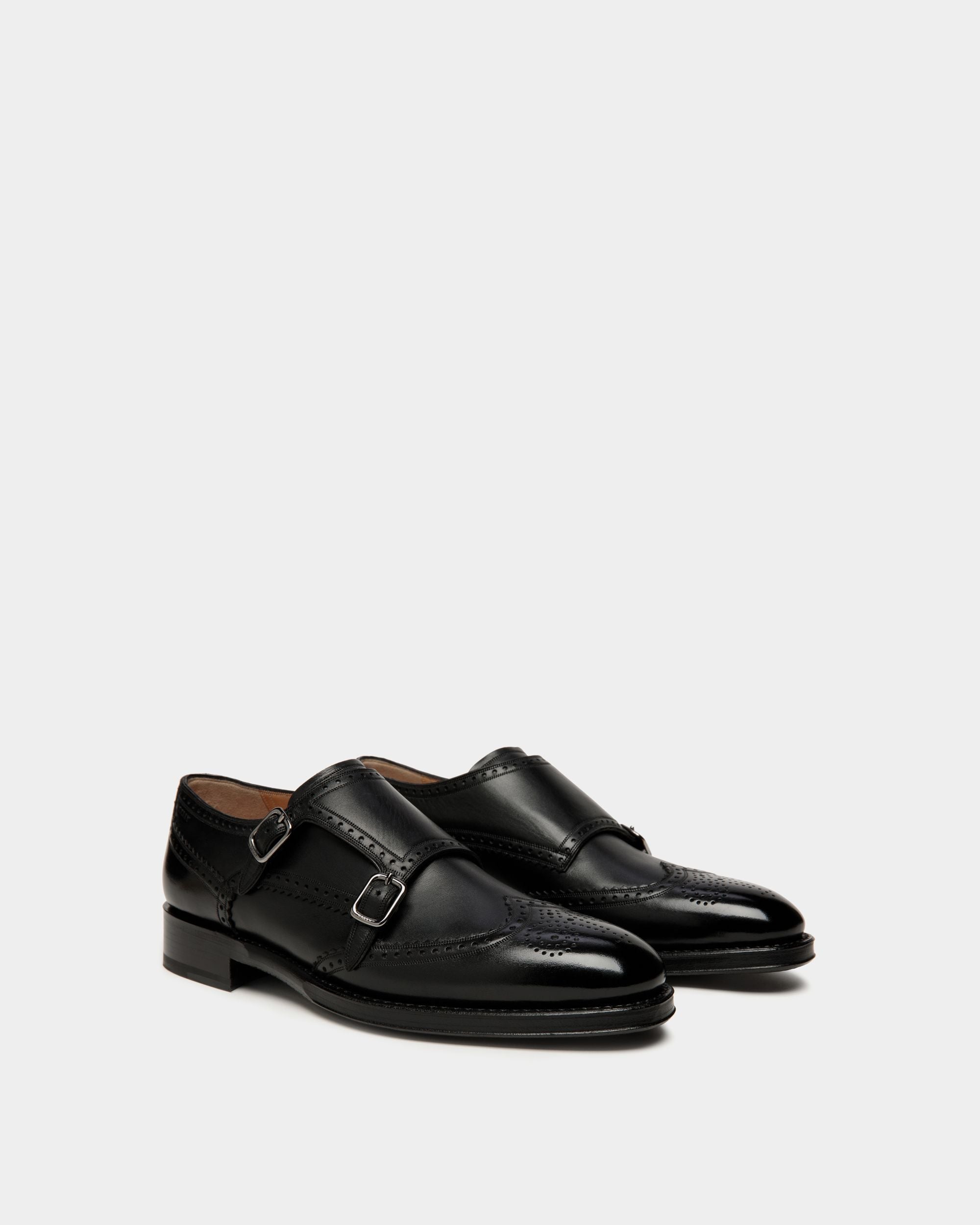 Bally Global - Scribe Un Monk Strap In Black Leather - Negro