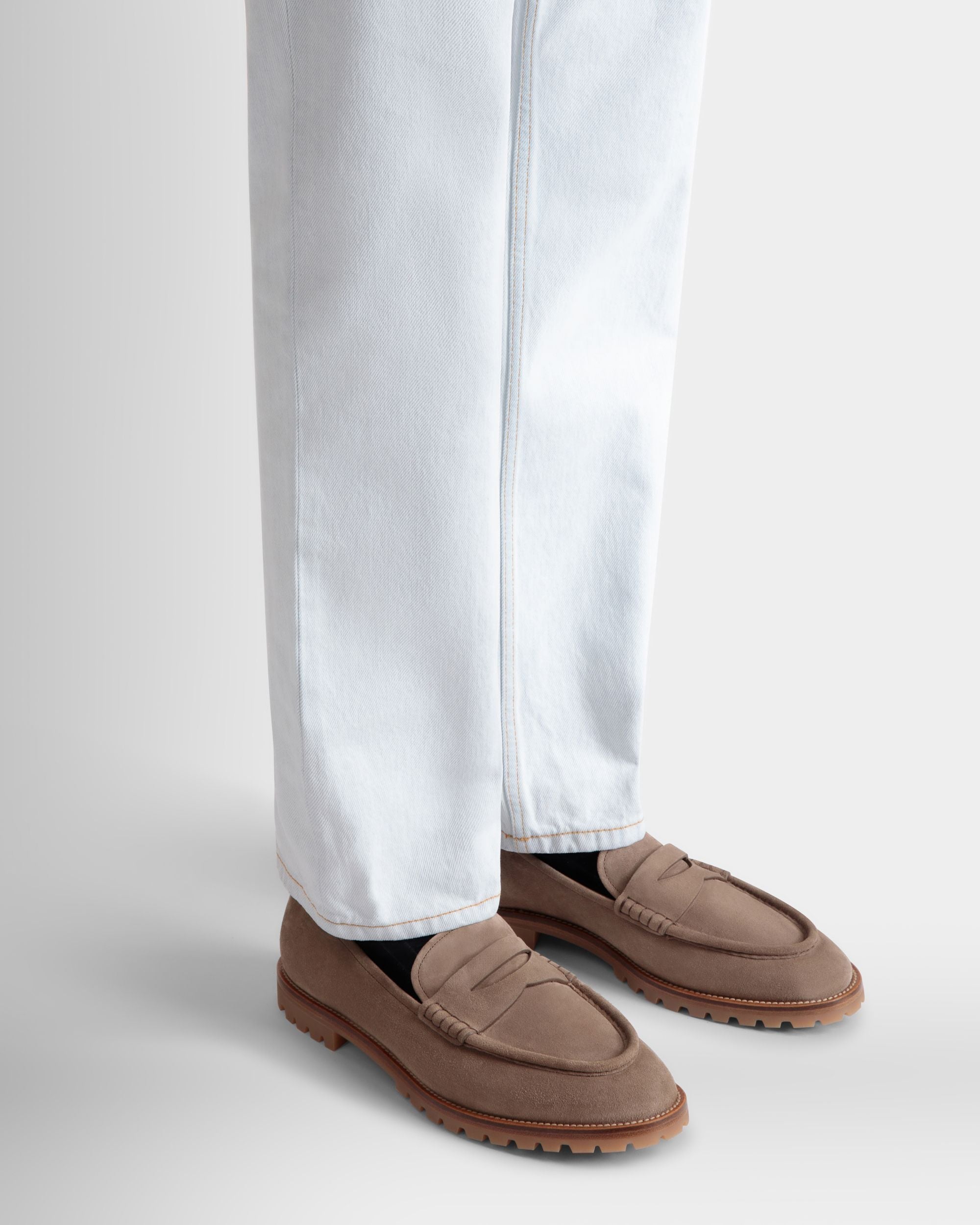Bally Global - Solaria Loafer in Taupe Suede - Brown