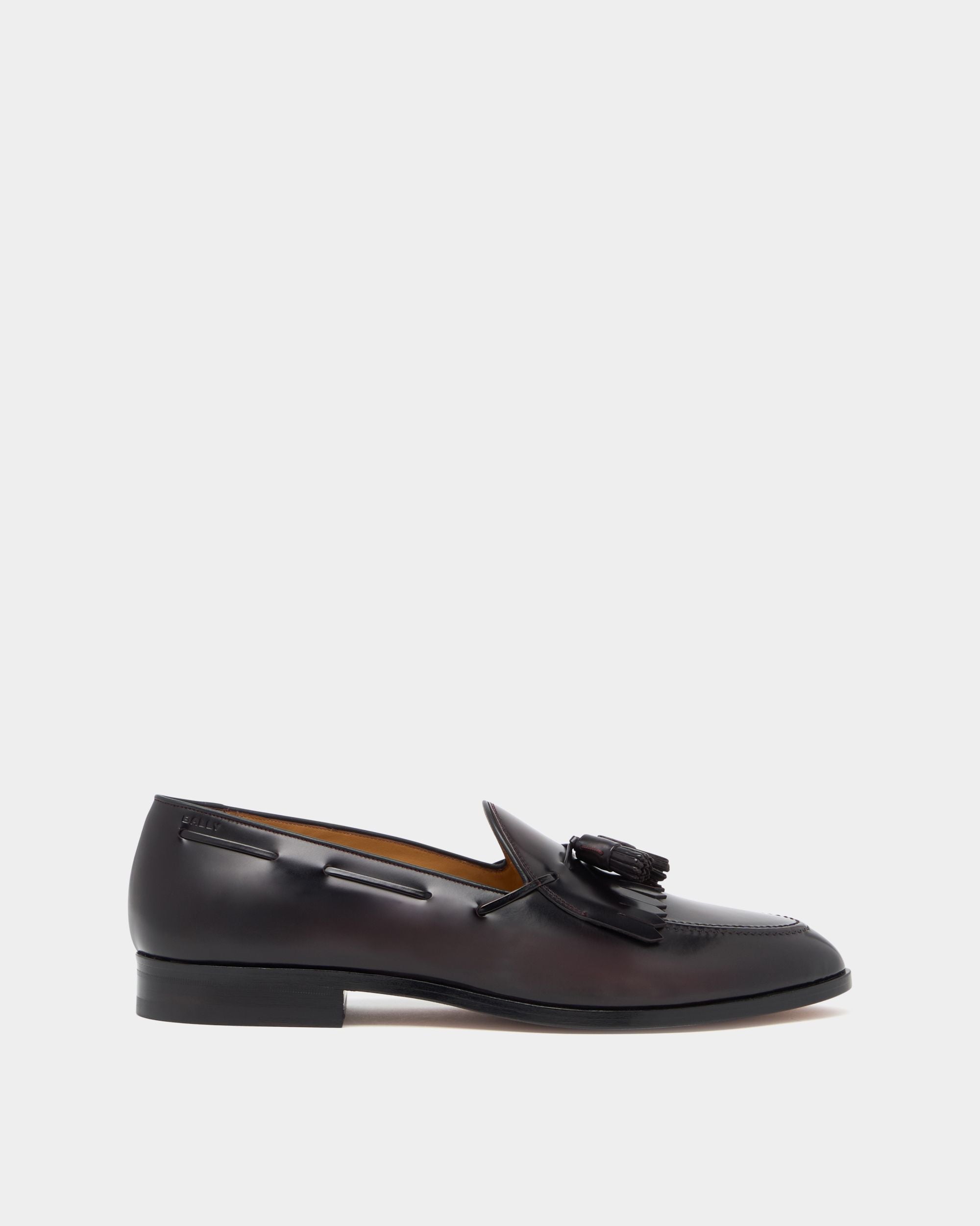 Bally Global - Elite Loafer in Andorra and Black Leather - Burgundy