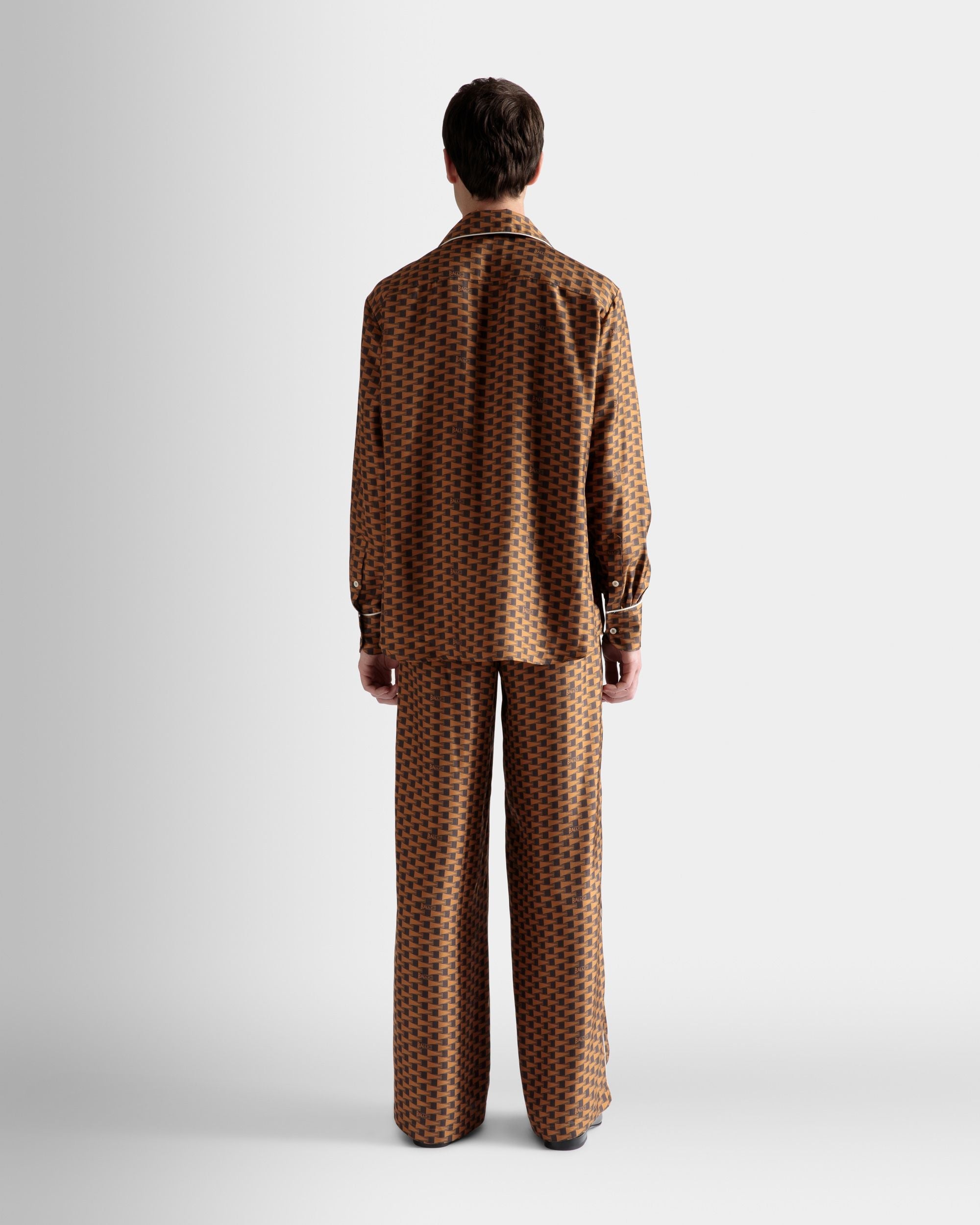 Bally Global - Pennant Print Shirt In Brown Silk - Brown