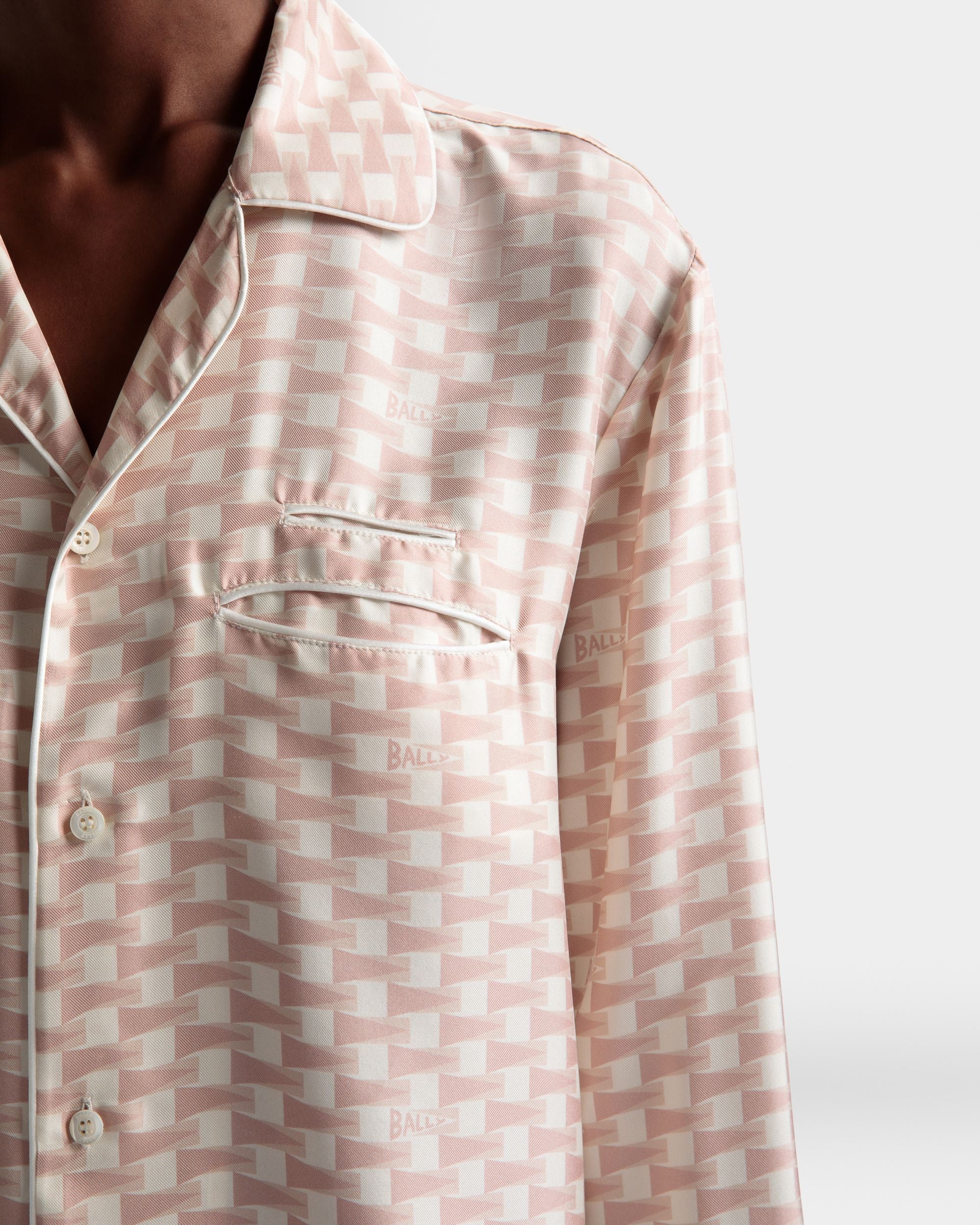 Bally Global - Pennant Print Shirt In Dusty Petal Silk - Pink