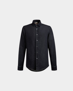Chemise À Manches Longues Collection Voyage Adrien Brody En Coton Mélangé Navy Blue