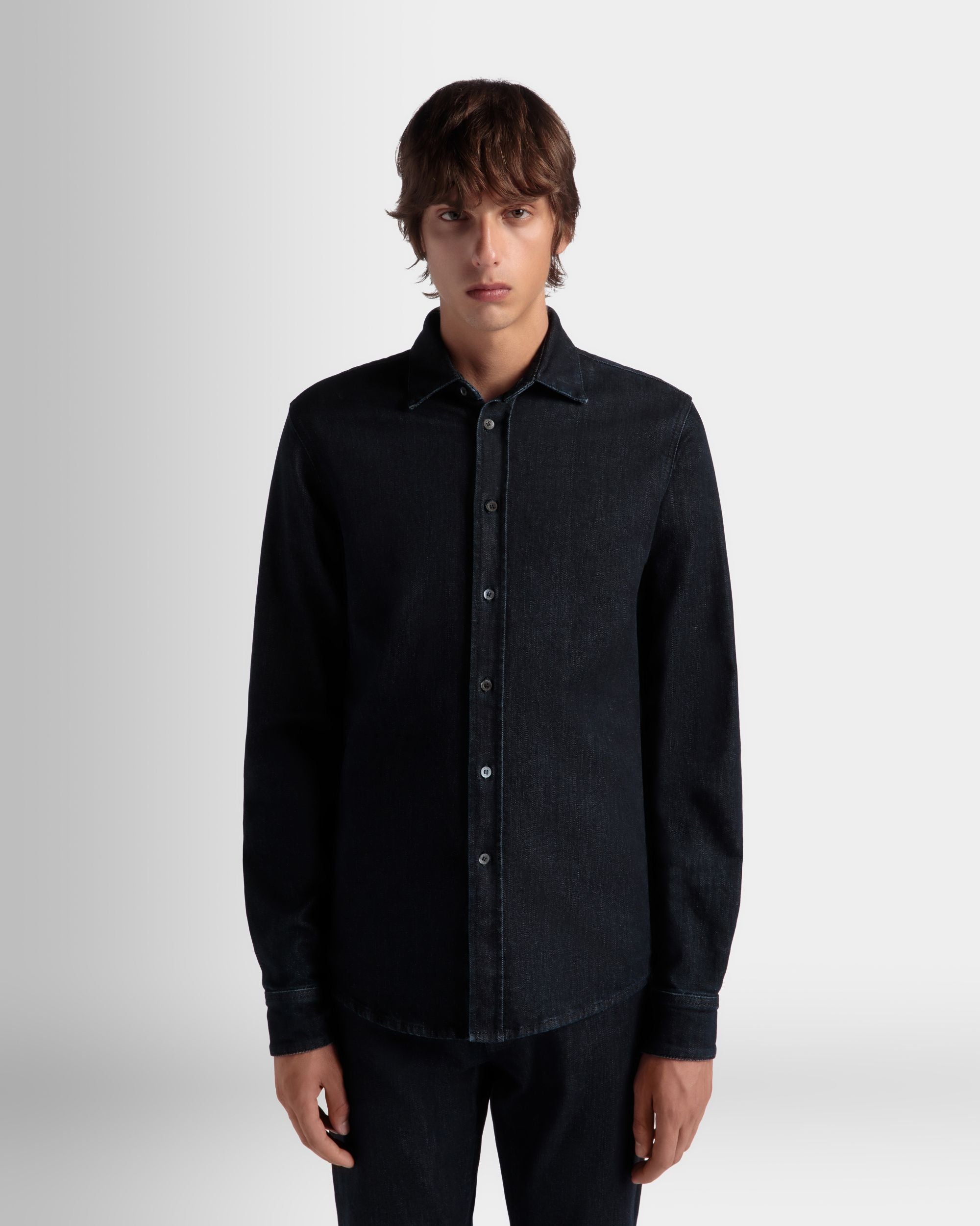 Bally Global - Chemise À Manches Longues Collection Voyage Adrien Brody En Coton Mélangé Navy Blue - Bleu