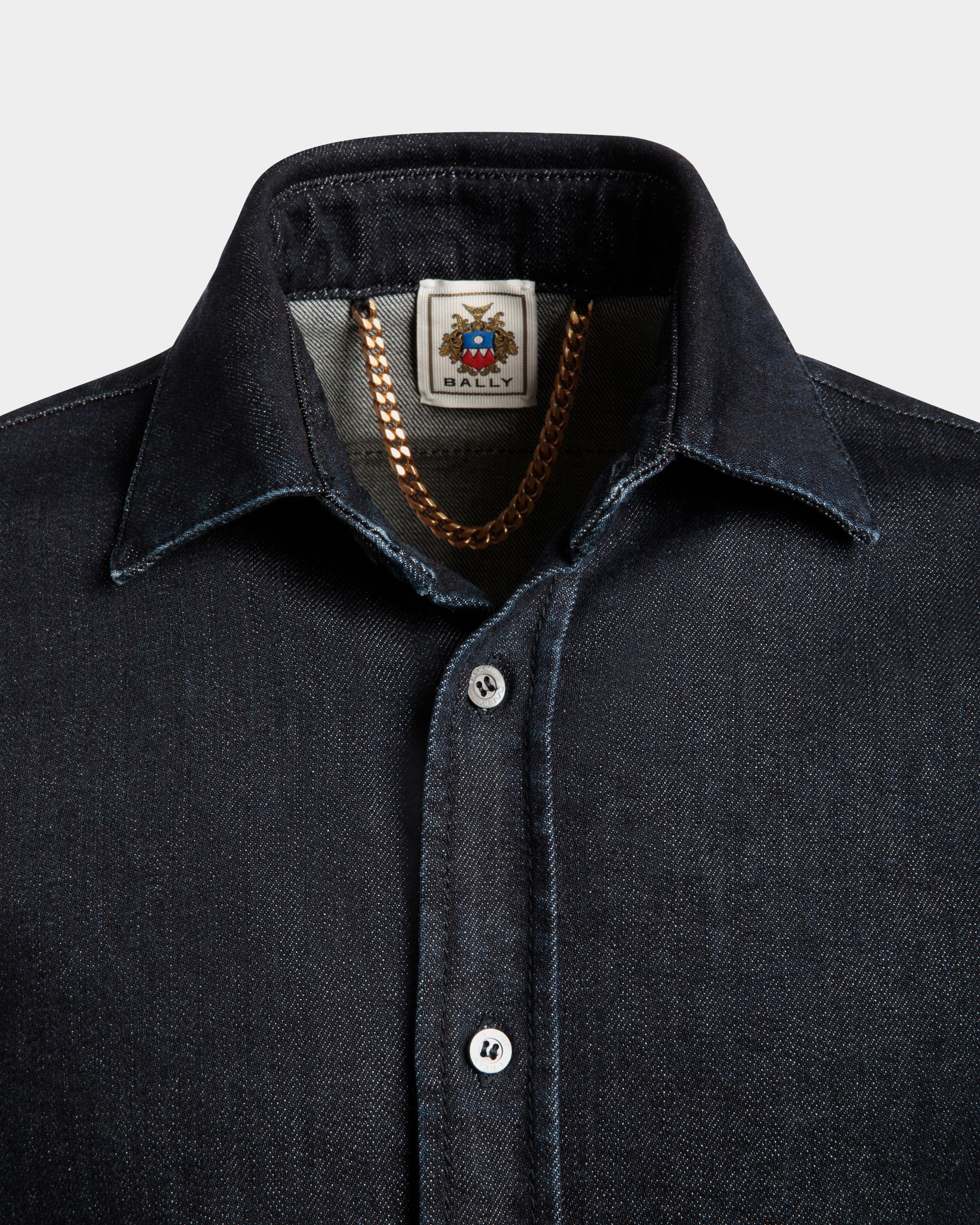 Bally Global - Chemise À Manches Longues Collection Voyage Adrien Brody En Coton Mélangé Navy Blue - Bleu
